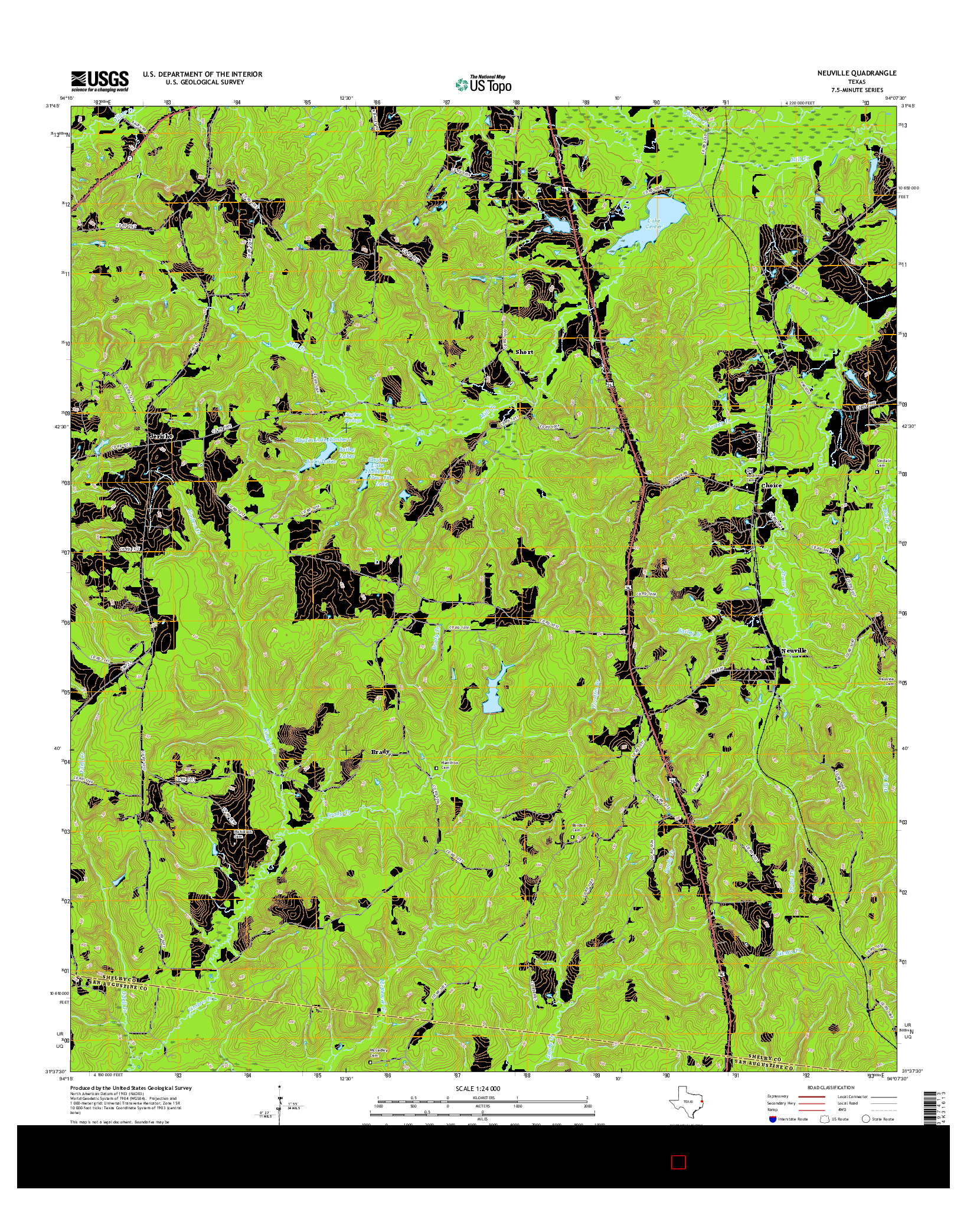 USGS US TOPO 7.5-MINUTE MAP FOR NEUVILLE, TX 2016