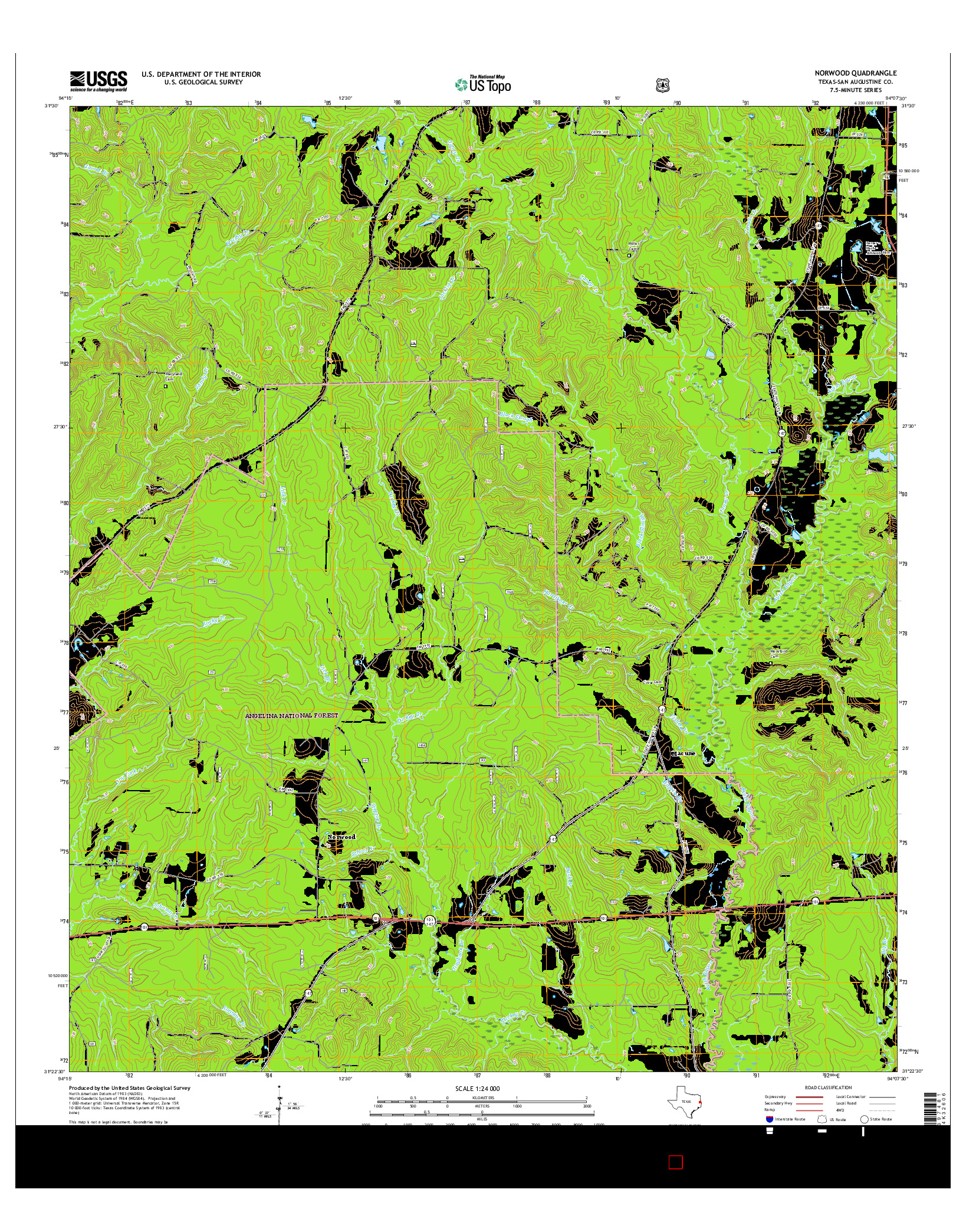 USGS US TOPO 7.5-MINUTE MAP FOR NORWOOD, TX 2016