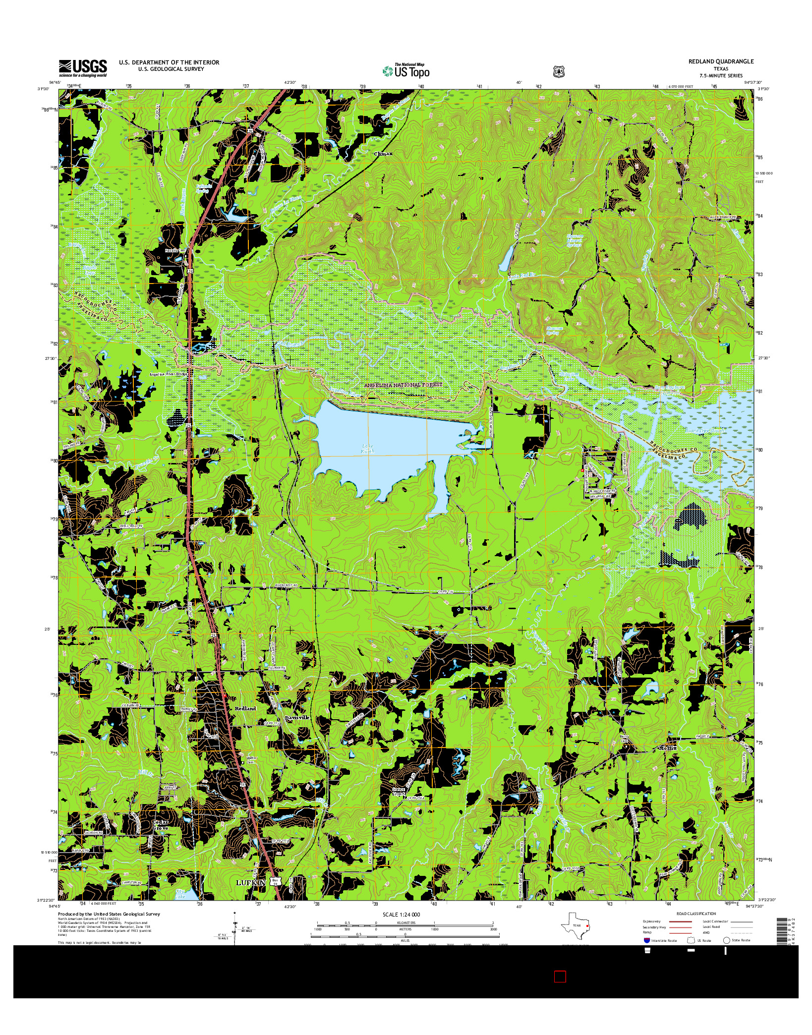 USGS US TOPO 7.5-MINUTE MAP FOR REDLAND, TX 2016