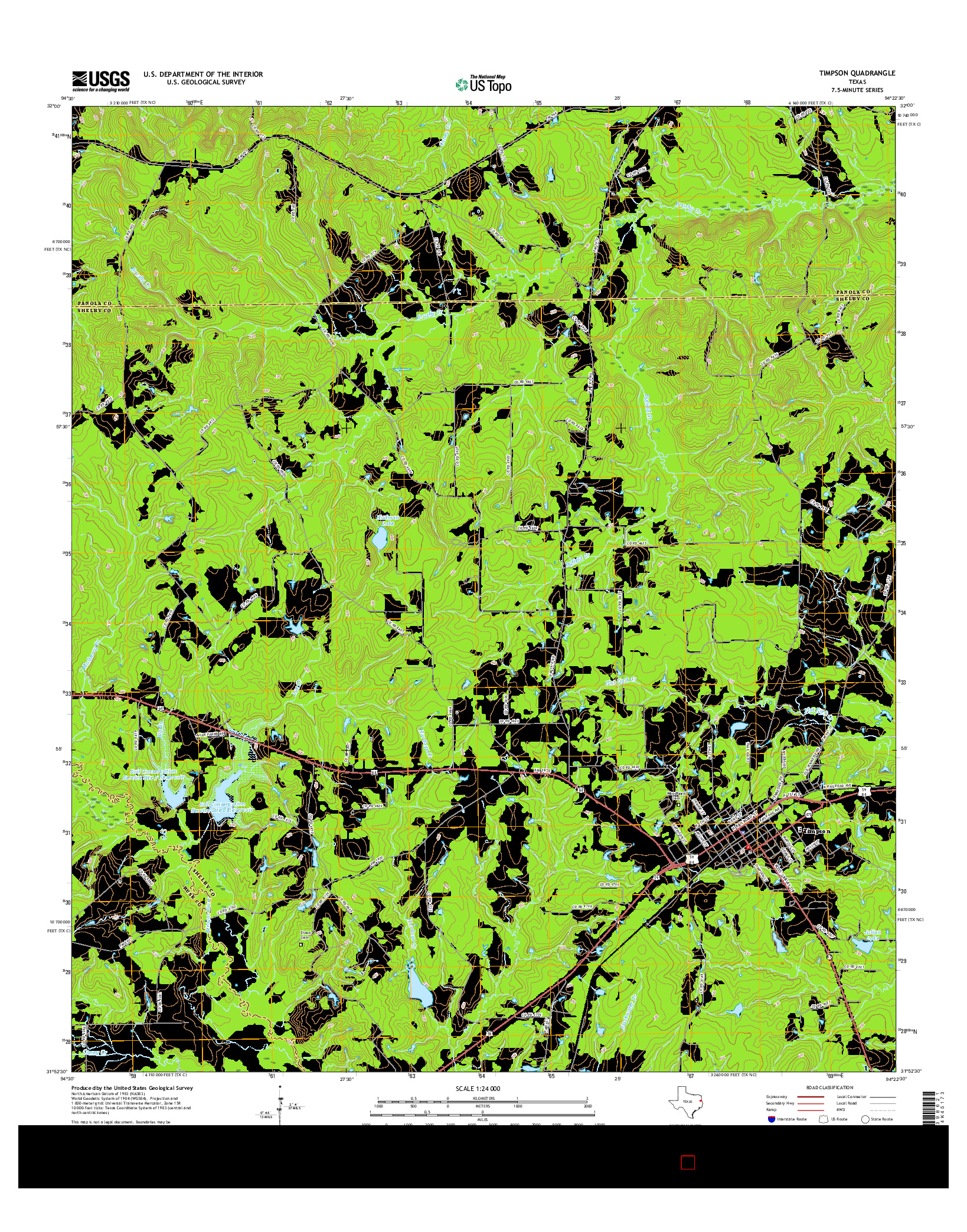 USGS US TOPO 7.5-MINUTE MAP FOR TIMPSON, TX 2016