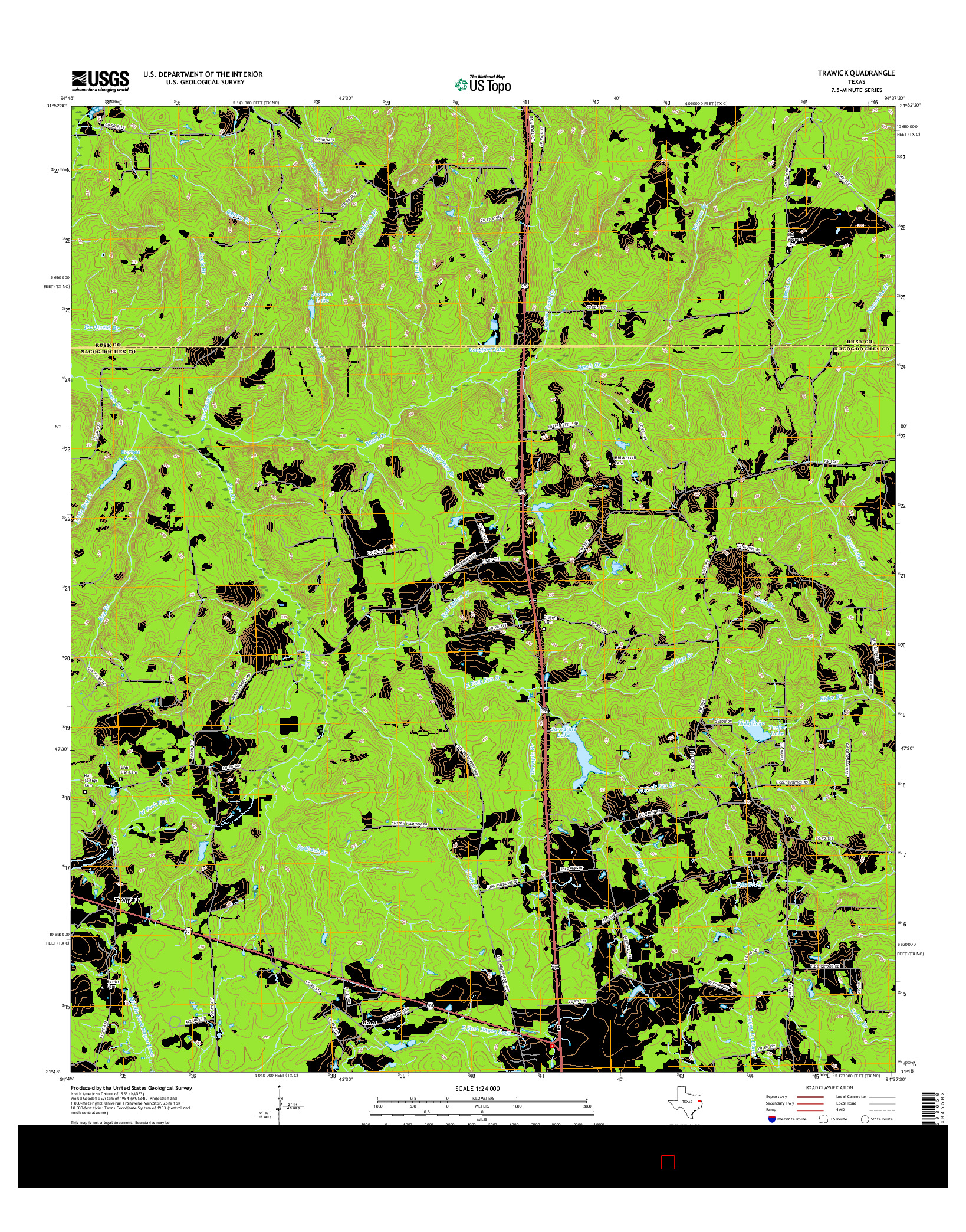 USGS US TOPO 7.5-MINUTE MAP FOR TRAWICK, TX 2016