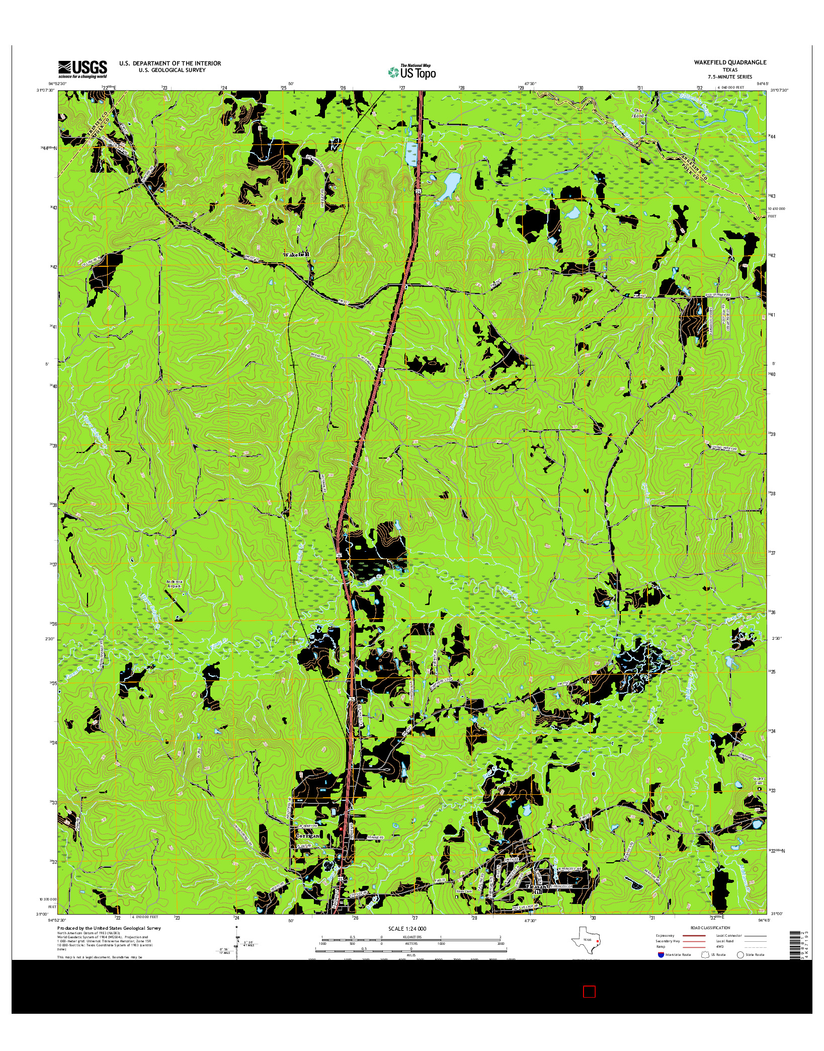 USGS US TOPO 7.5-MINUTE MAP FOR WAKEFIELD, TX 2016