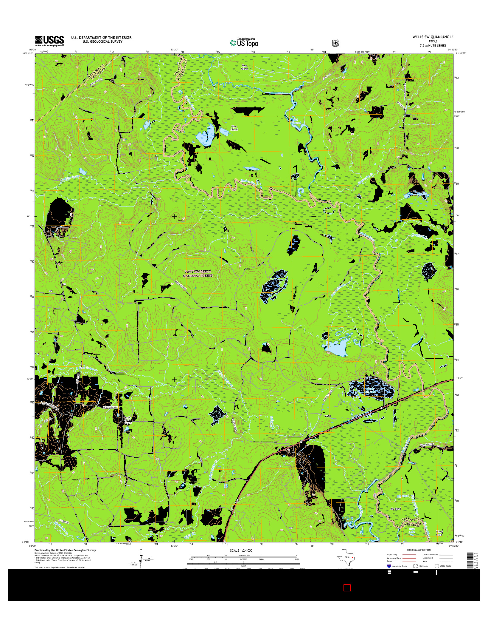 USGS US TOPO 7.5-MINUTE MAP FOR WELLS SW, TX 2016