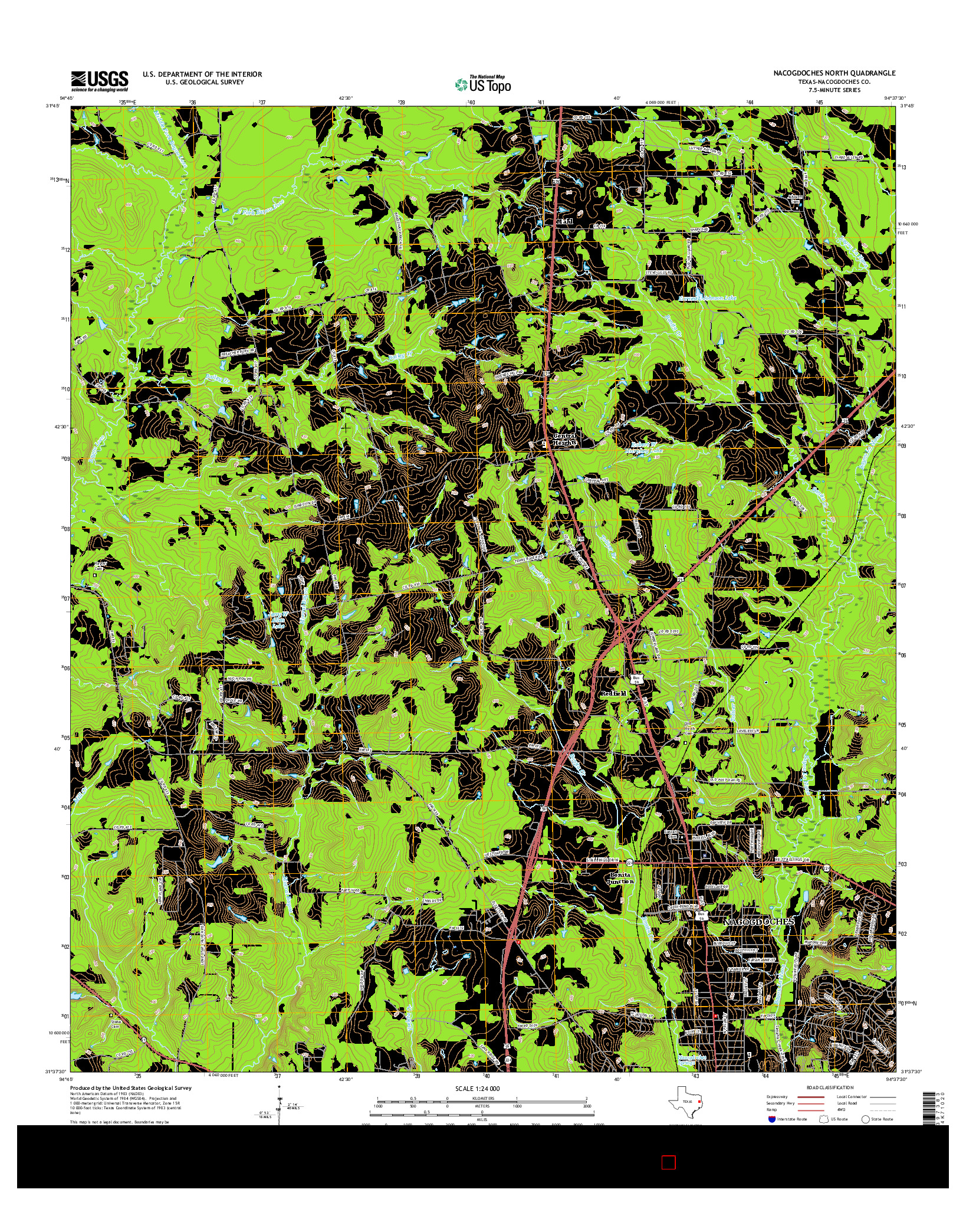 USGS US TOPO 7.5-MINUTE MAP FOR NACOGDOCHES NORTH, TX 2016