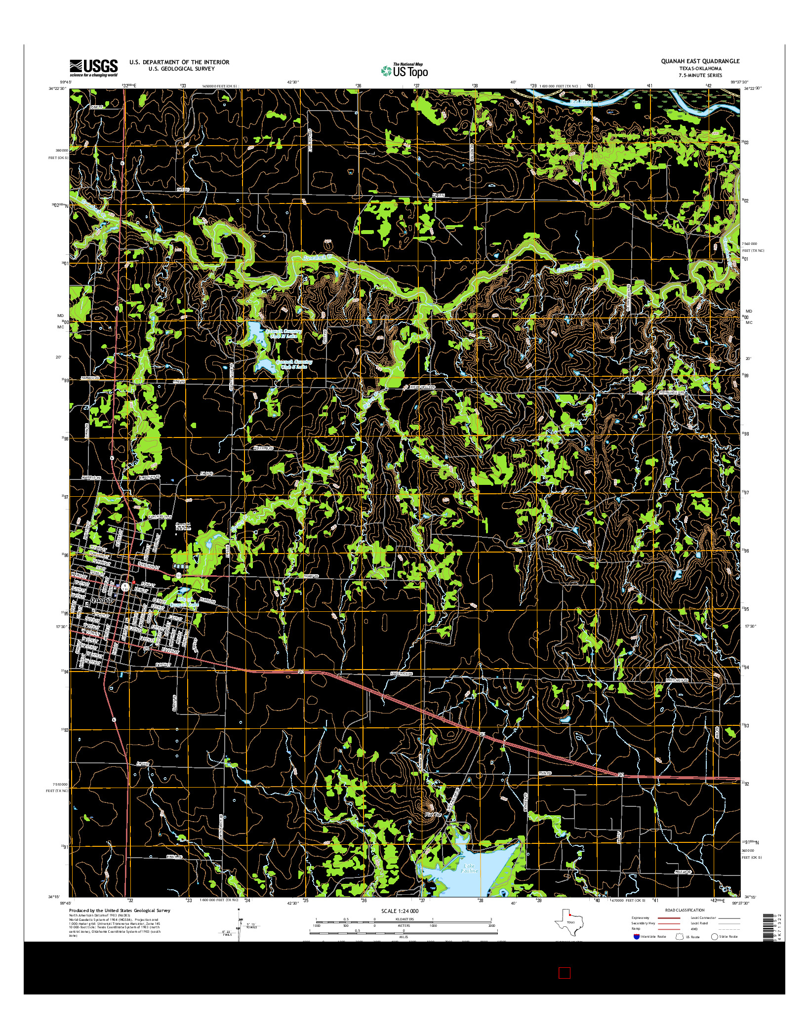 USGS US TOPO 7.5-MINUTE MAP FOR QUANAH EAST, TX-OK 2016