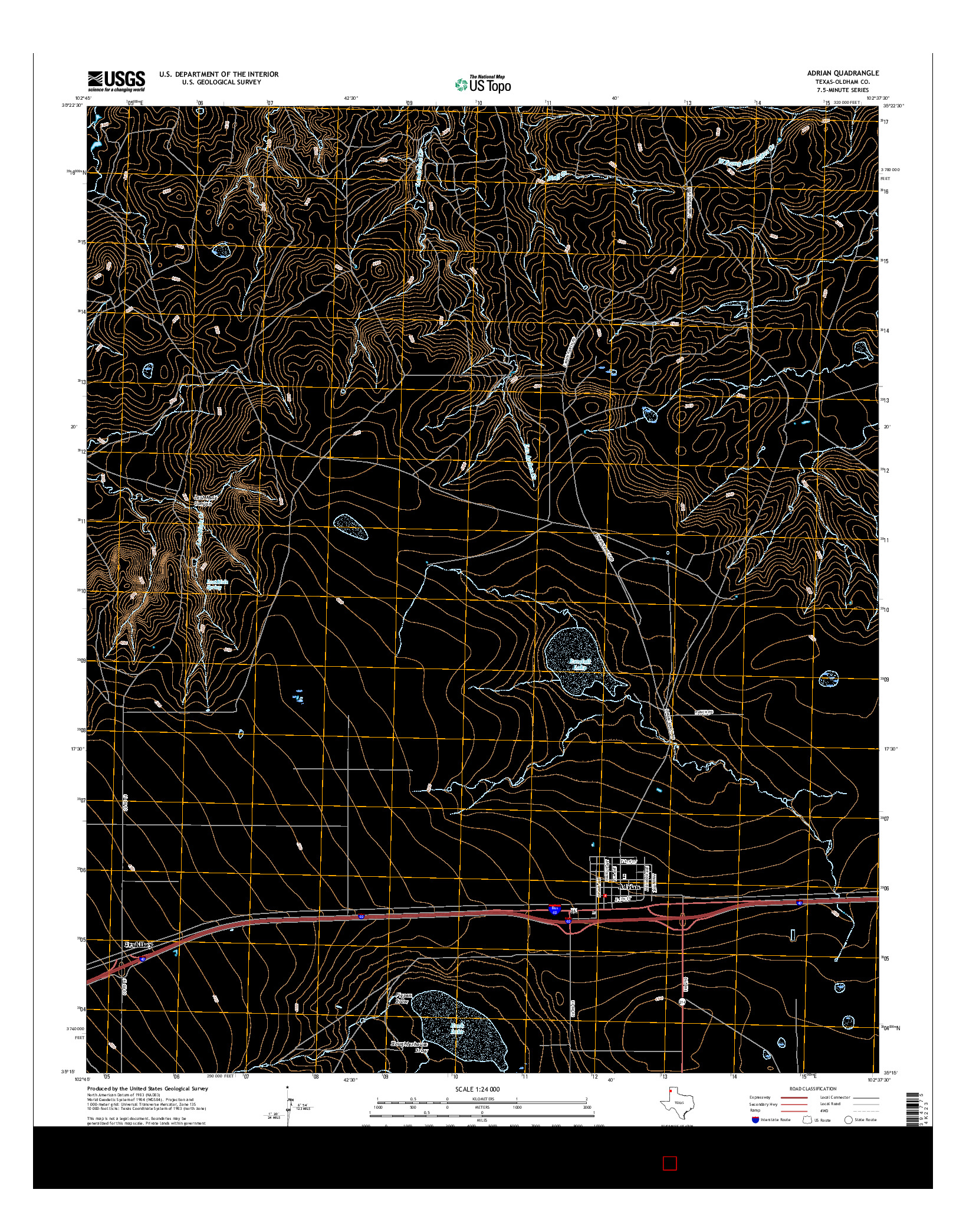 USGS US TOPO 7.5-MINUTE MAP FOR ADRIAN, TX 2016