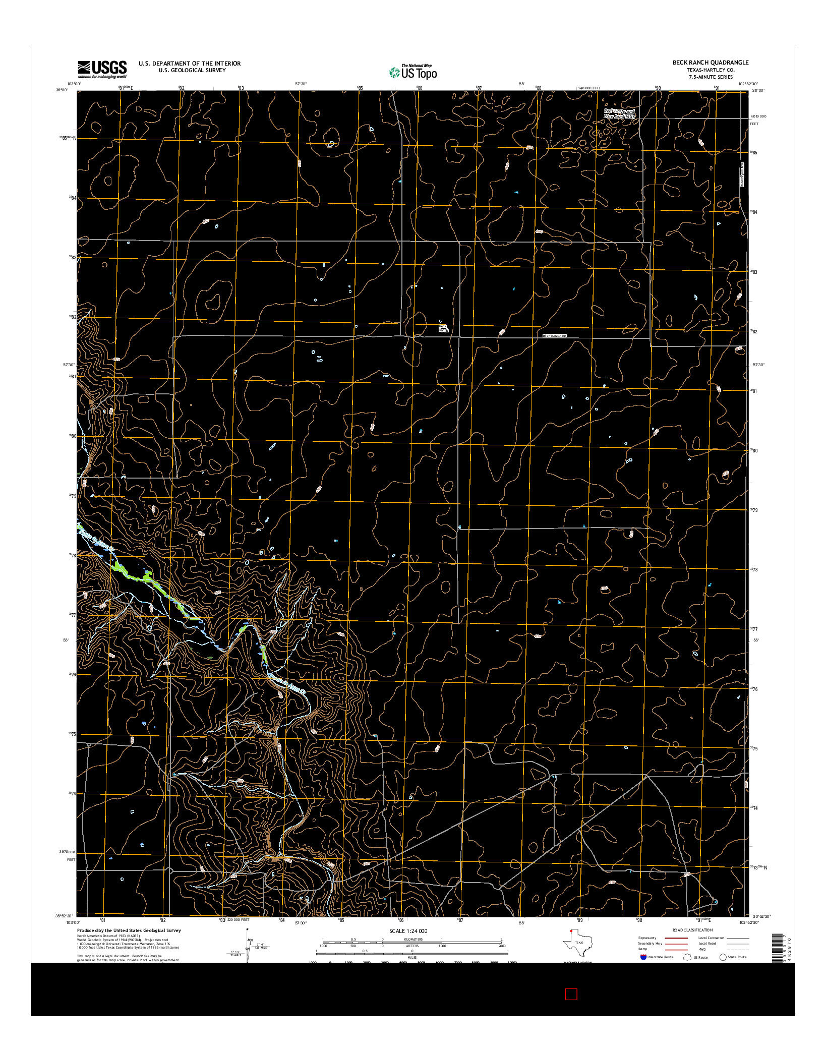 USGS US TOPO 7.5-MINUTE MAP FOR BECK RANCH, TX 2016