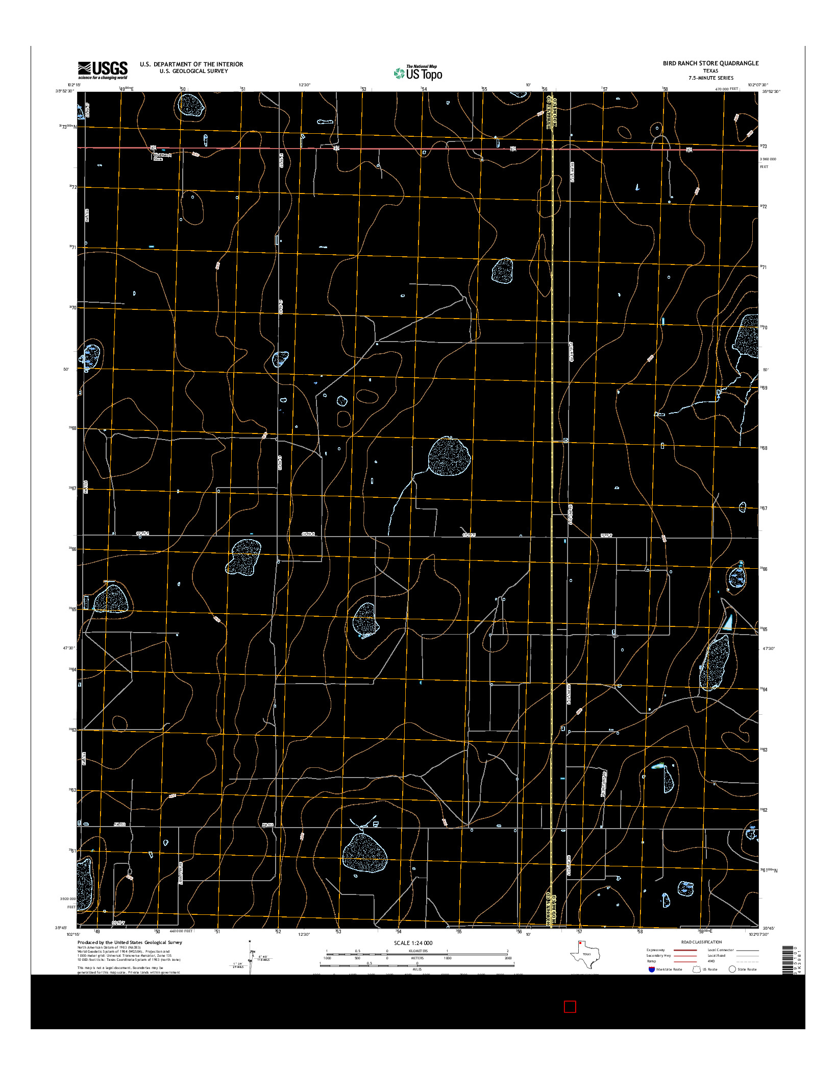 USGS US TOPO 7.5-MINUTE MAP FOR BIRD RANCH STORE, TX 2016