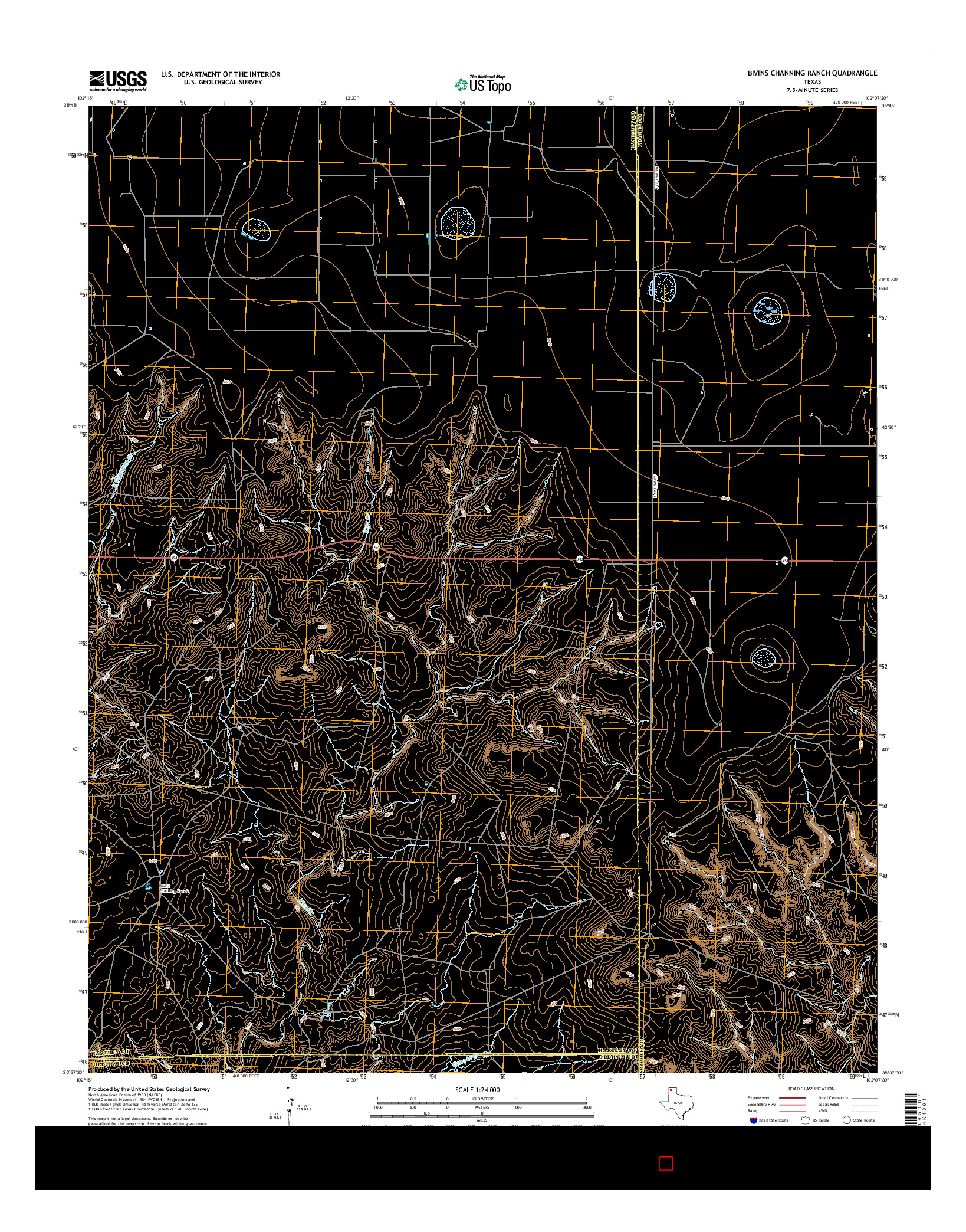 USGS US TOPO 7.5-MINUTE MAP FOR BIVINS CHANNING RANCH, TX 2016