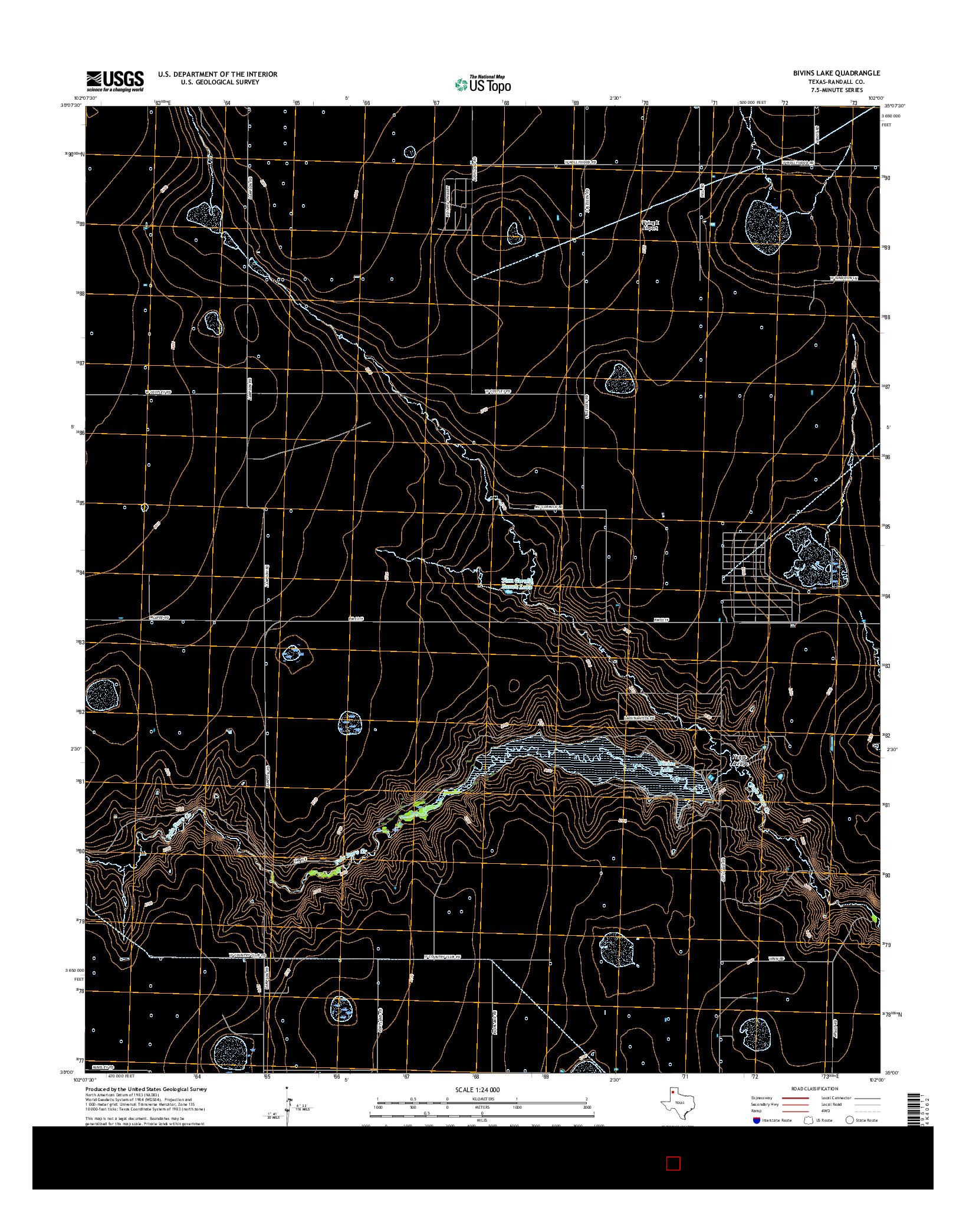 USGS US TOPO 7.5-MINUTE MAP FOR BIVINS LAKE, TX 2016