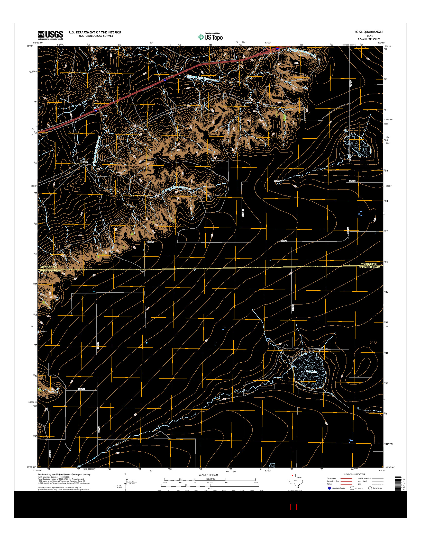 USGS US TOPO 7.5-MINUTE MAP FOR BOISE, TX 2016