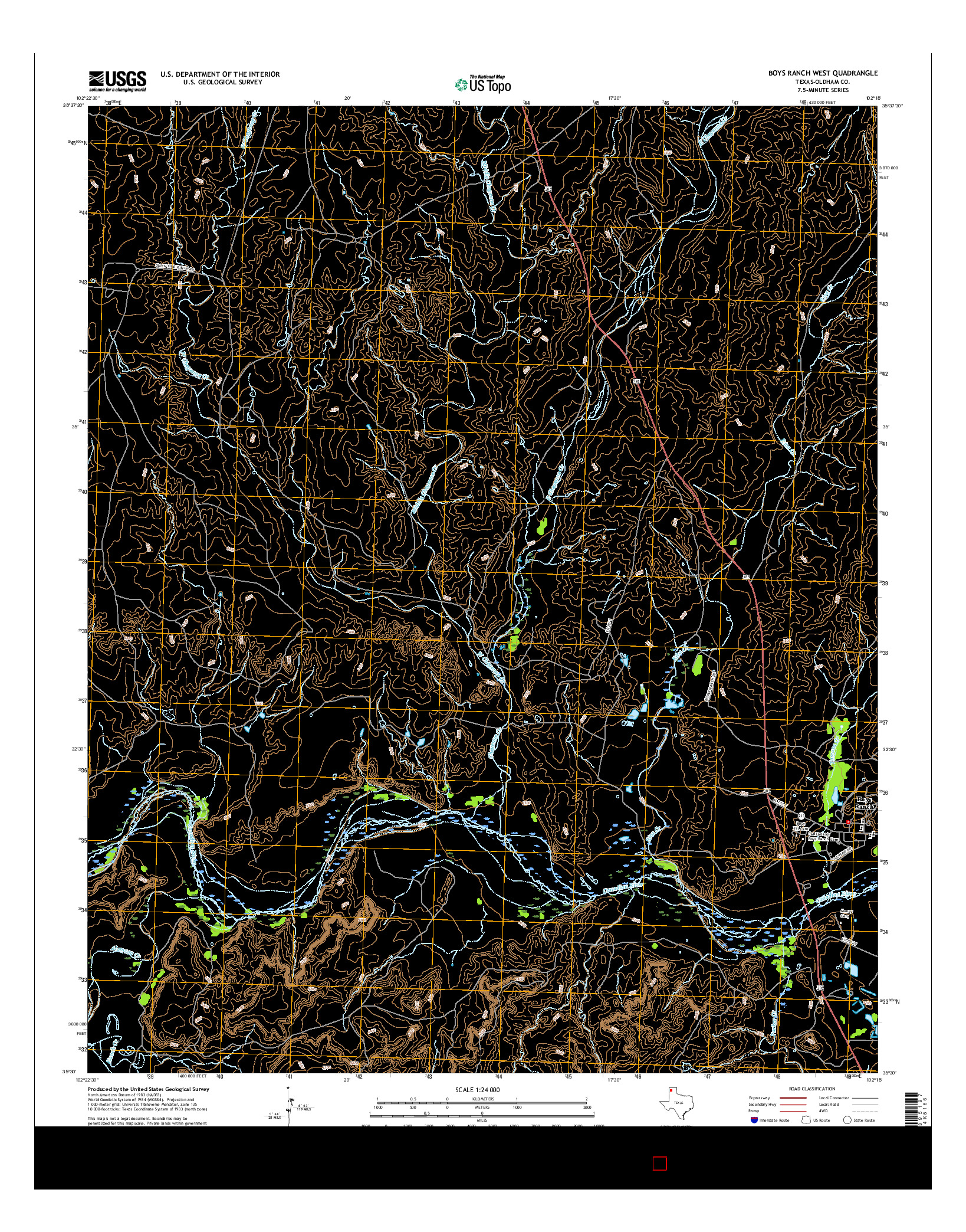 USGS US TOPO 7.5-MINUTE MAP FOR BOYS RANCH WEST, TX 2016