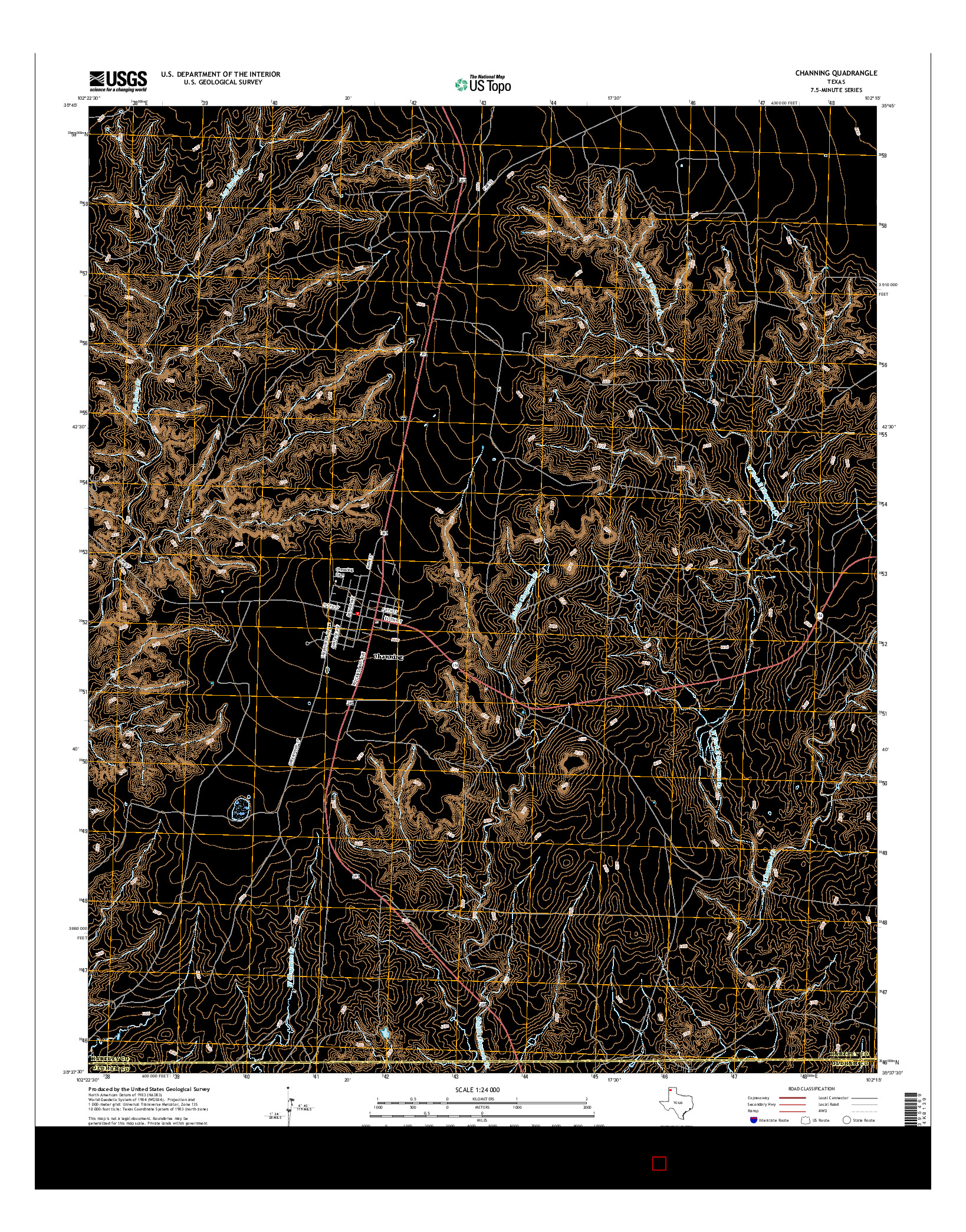 USGS US TOPO 7.5-MINUTE MAP FOR CHANNING, TX 2016
