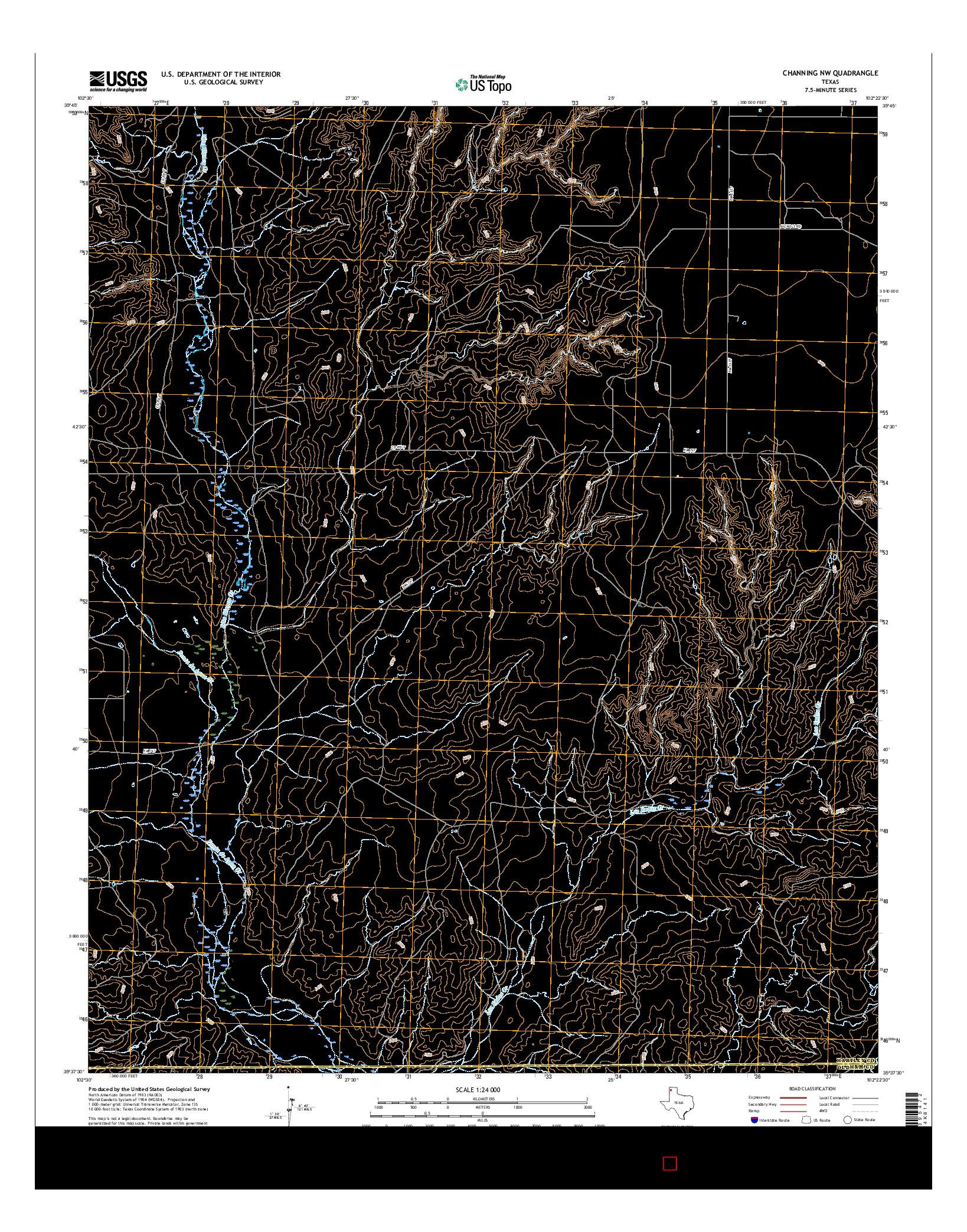 USGS US TOPO 7.5-MINUTE MAP FOR CHANNING NW, TX 2016