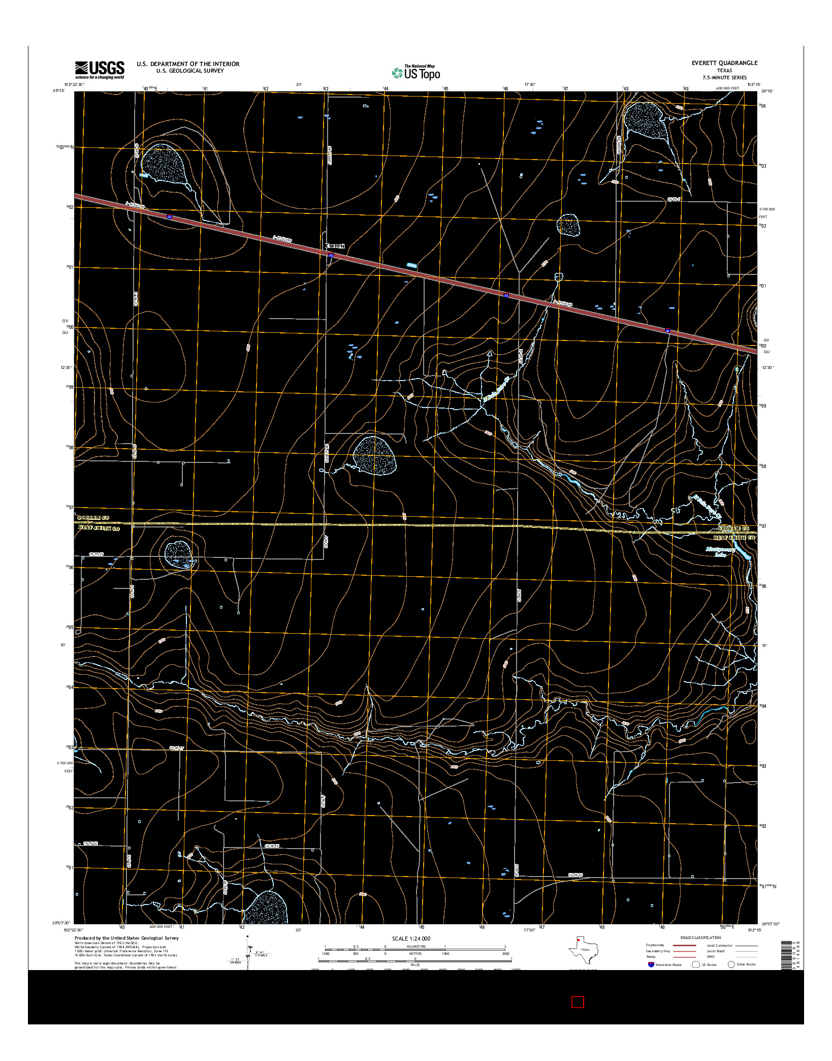 USGS US TOPO 7.5-MINUTE MAP FOR EVERETT, TX 2016