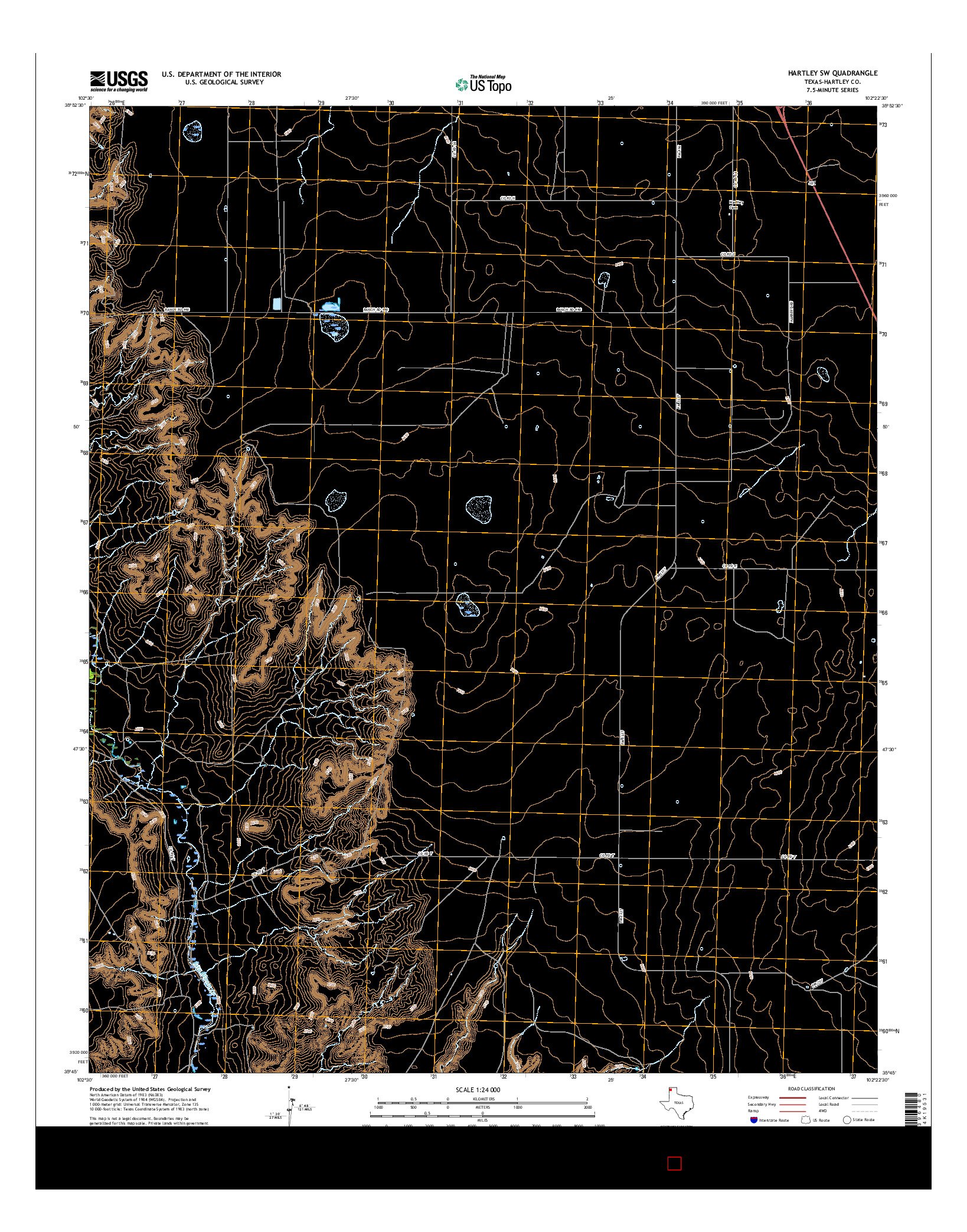 USGS US TOPO 7.5-MINUTE MAP FOR HARTLEY SW, TX 2016