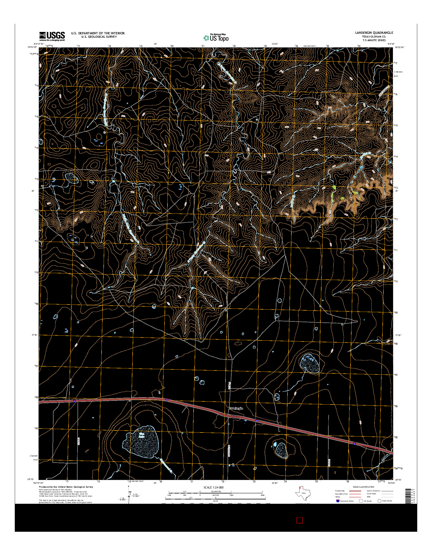 USGS US TOPO 7.5-MINUTE MAP FOR LANDERGIN, TX 2016