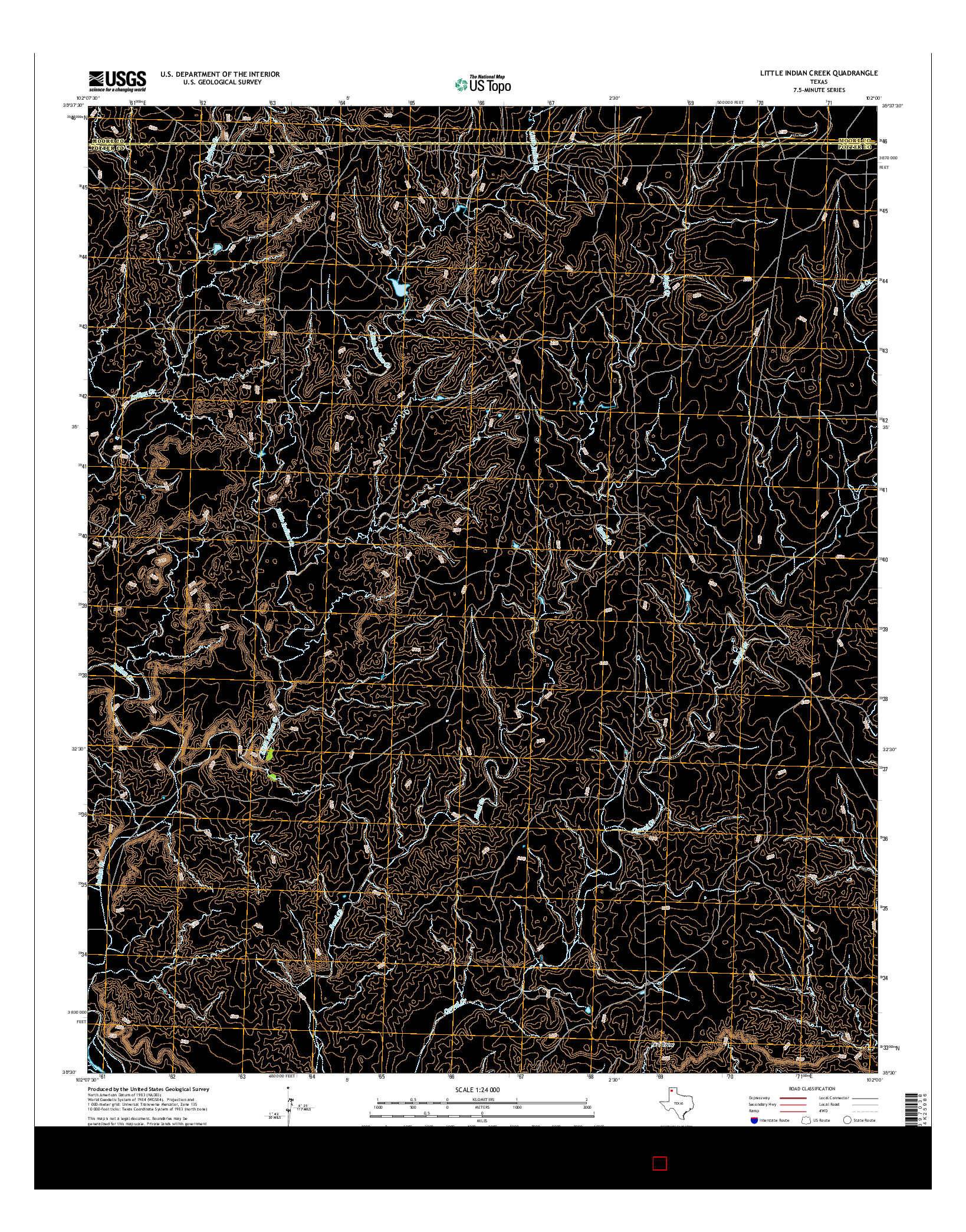 USGS US TOPO 7.5-MINUTE MAP FOR LITTLE INDIAN CREEK, TX 2016