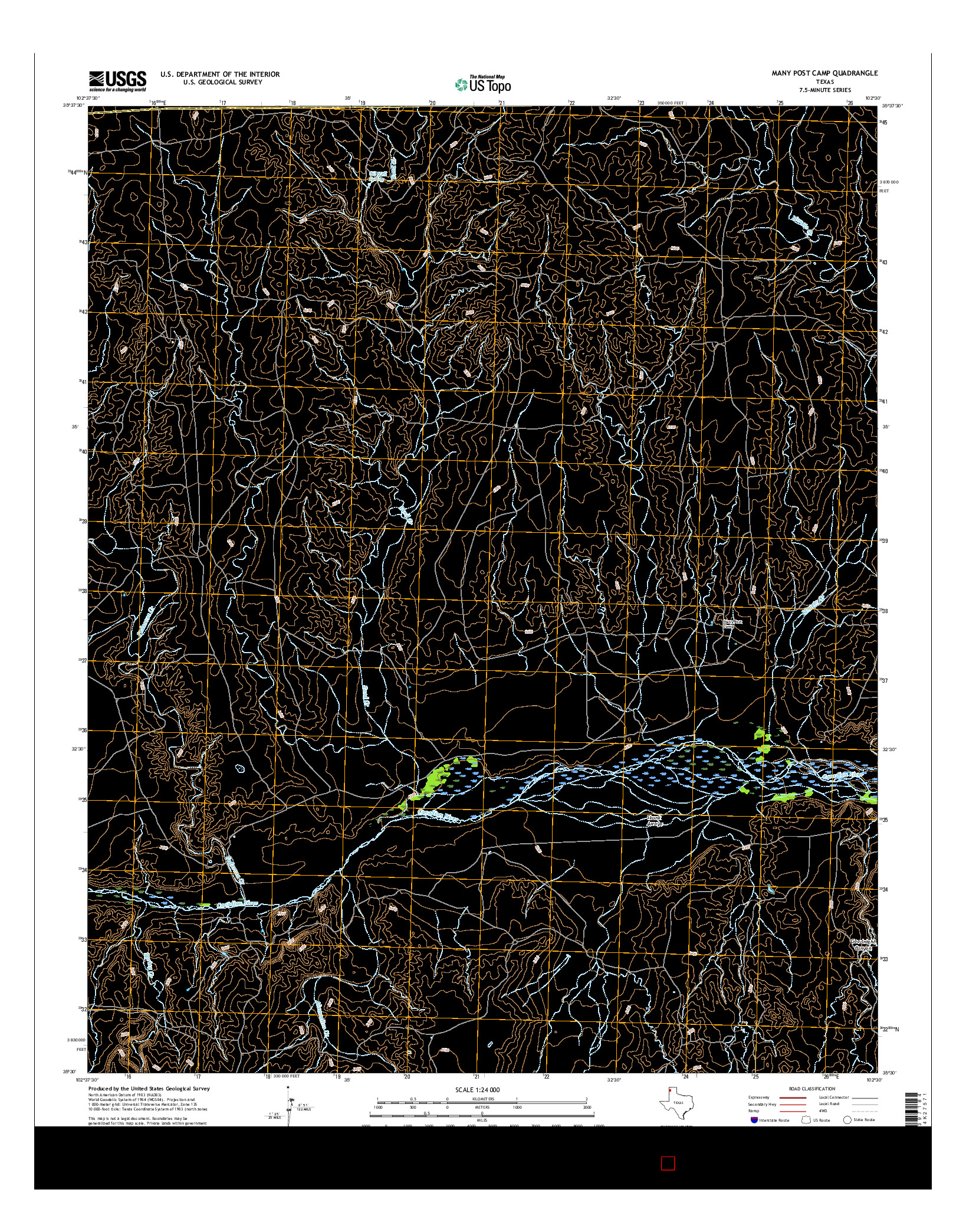 USGS US TOPO 7.5-MINUTE MAP FOR MANY POST CAMP, TX 2016