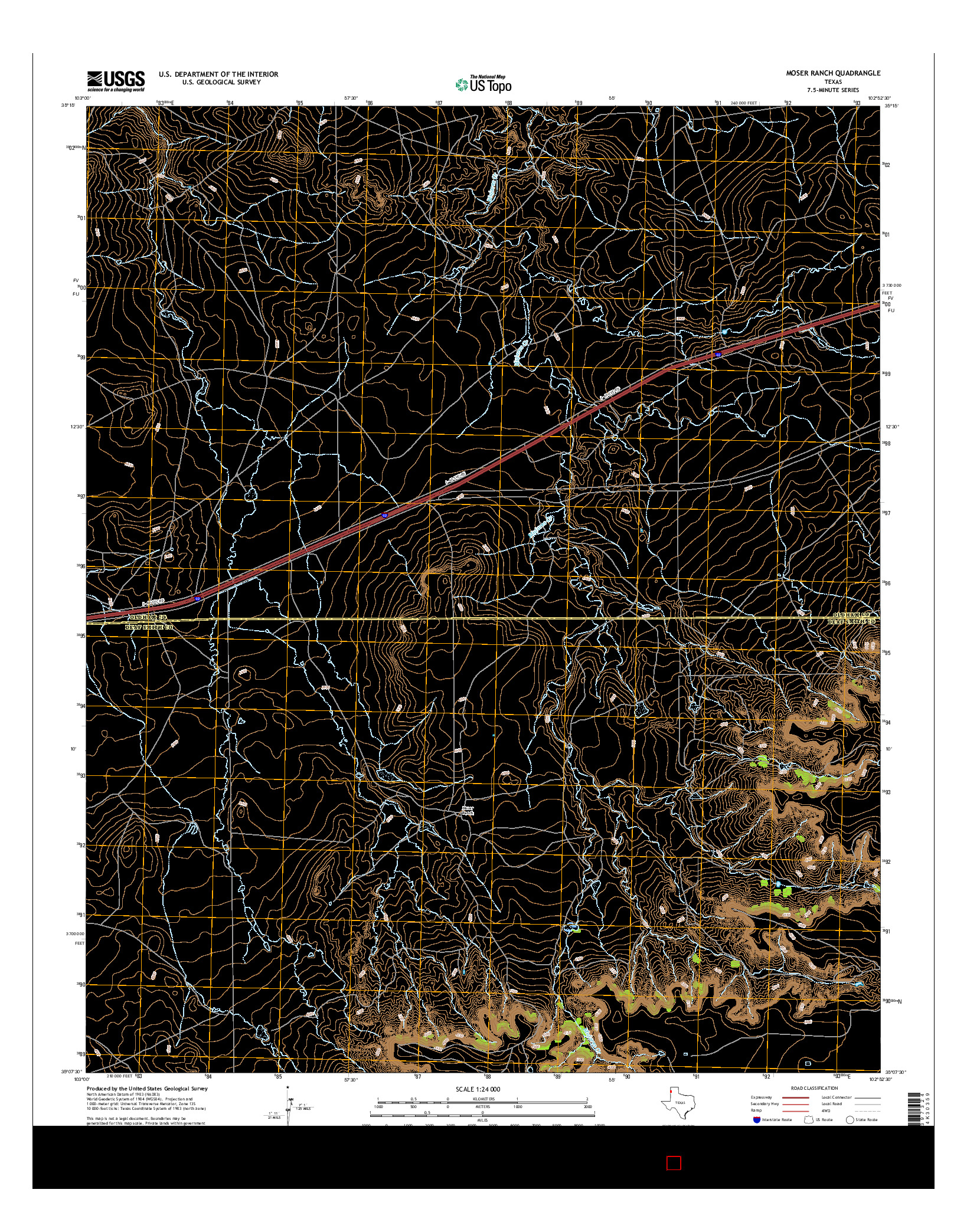 USGS US TOPO 7.5-MINUTE MAP FOR MOSER RANCH, TX 2016