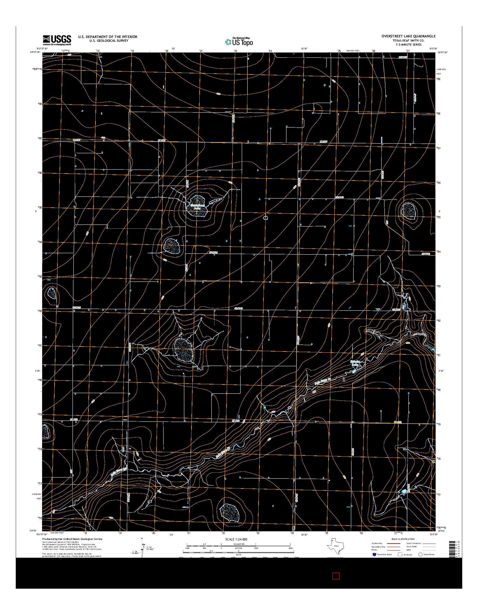 USGS US TOPO 7.5-MINUTE MAP FOR OVERSTREET LAKE, TX 2016