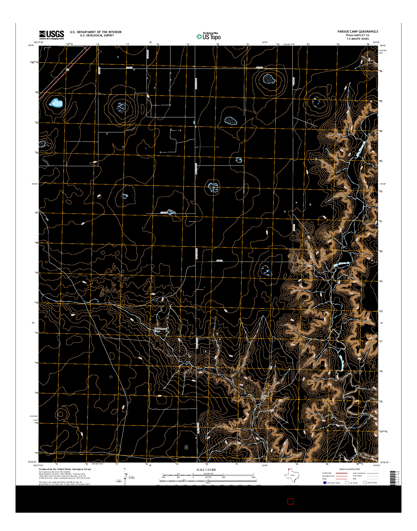 USGS US TOPO 7.5-MINUTE MAP FOR PARDUE CAMP, TX 2016