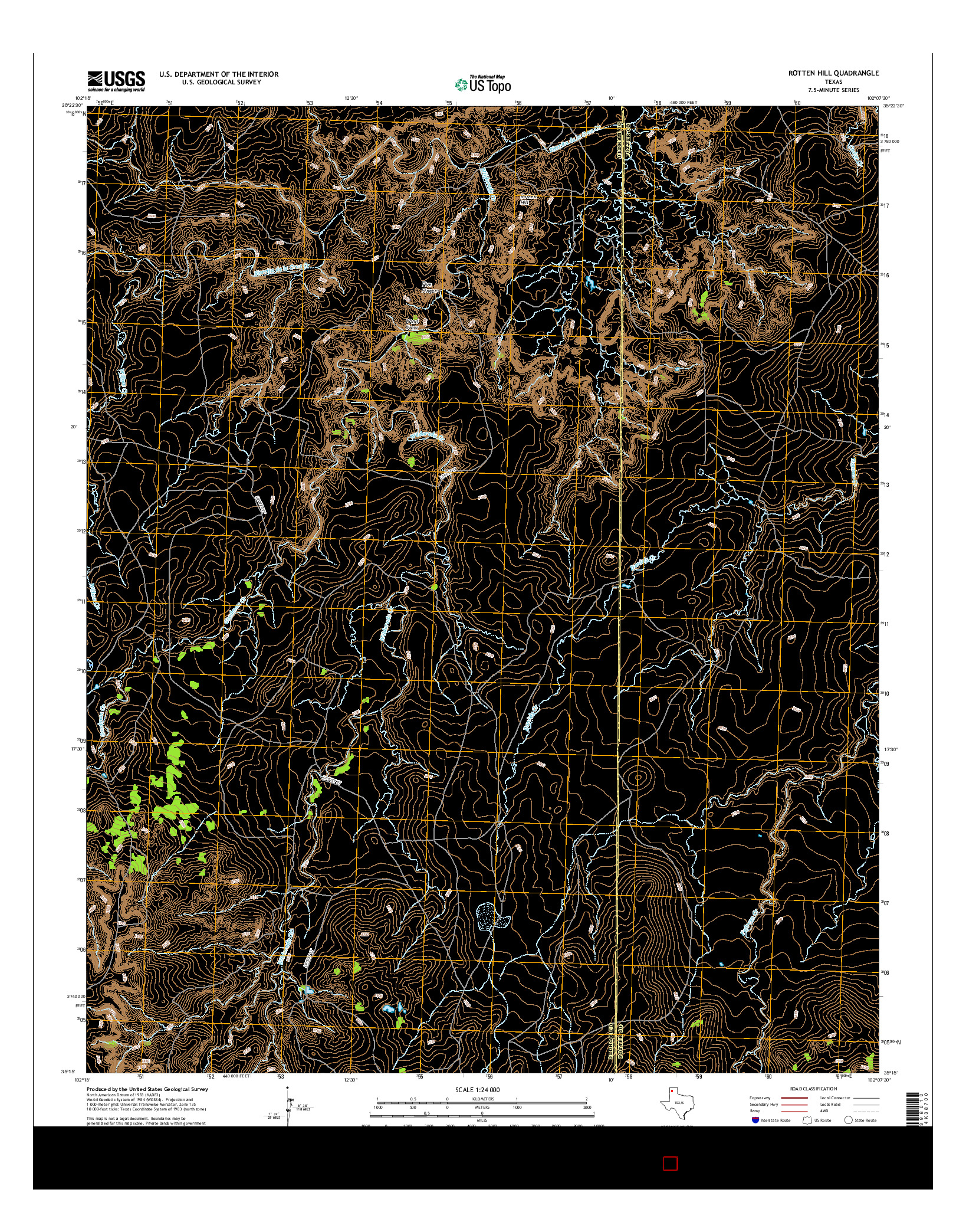USGS US TOPO 7.5-MINUTE MAP FOR ROTTEN HILL, TX 2016