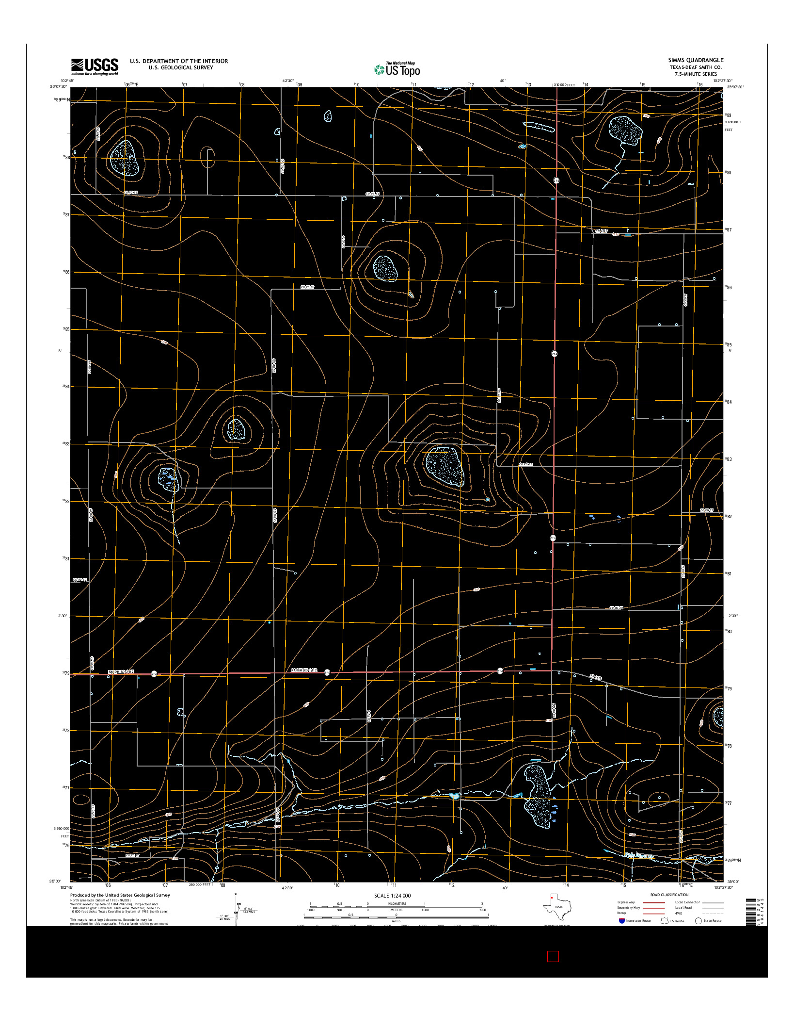 USGS US TOPO 7.5-MINUTE MAP FOR SIMMS, TX 2016