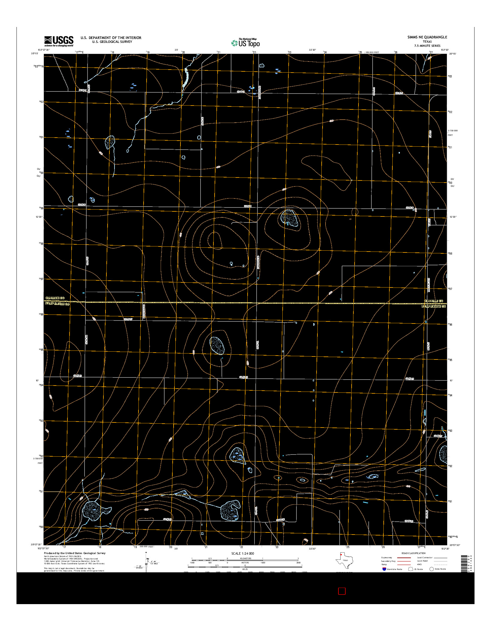 USGS US TOPO 7.5-MINUTE MAP FOR SIMMS NE, TX 2016