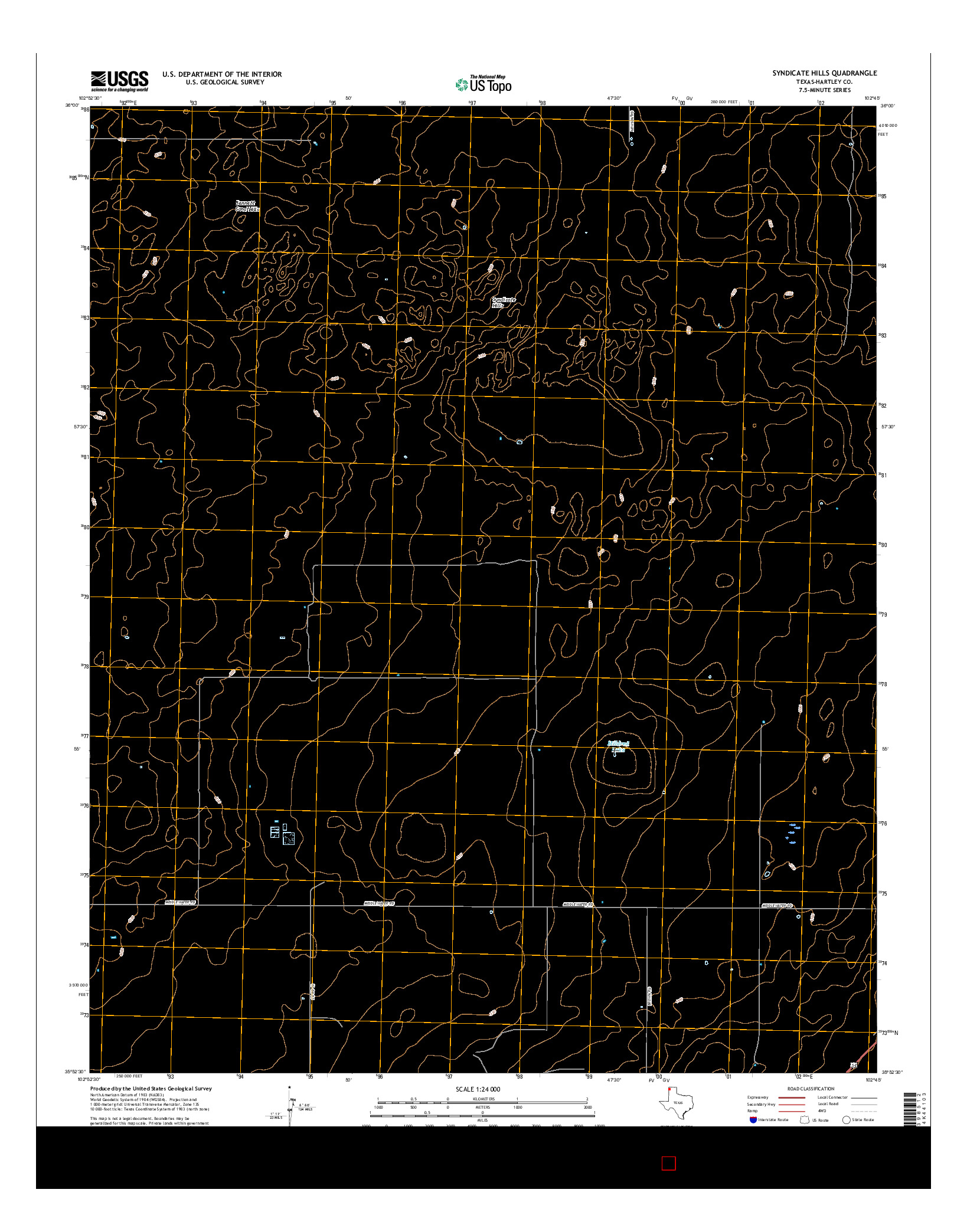 USGS US TOPO 7.5-MINUTE MAP FOR SYNDICATE HILLS, TX 2016
