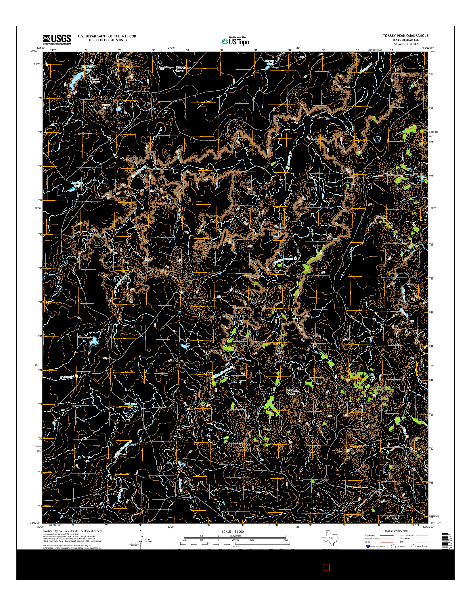 USGS US TOPO 7.5-MINUTE MAP FOR TORREY PEAK, TX 2016
