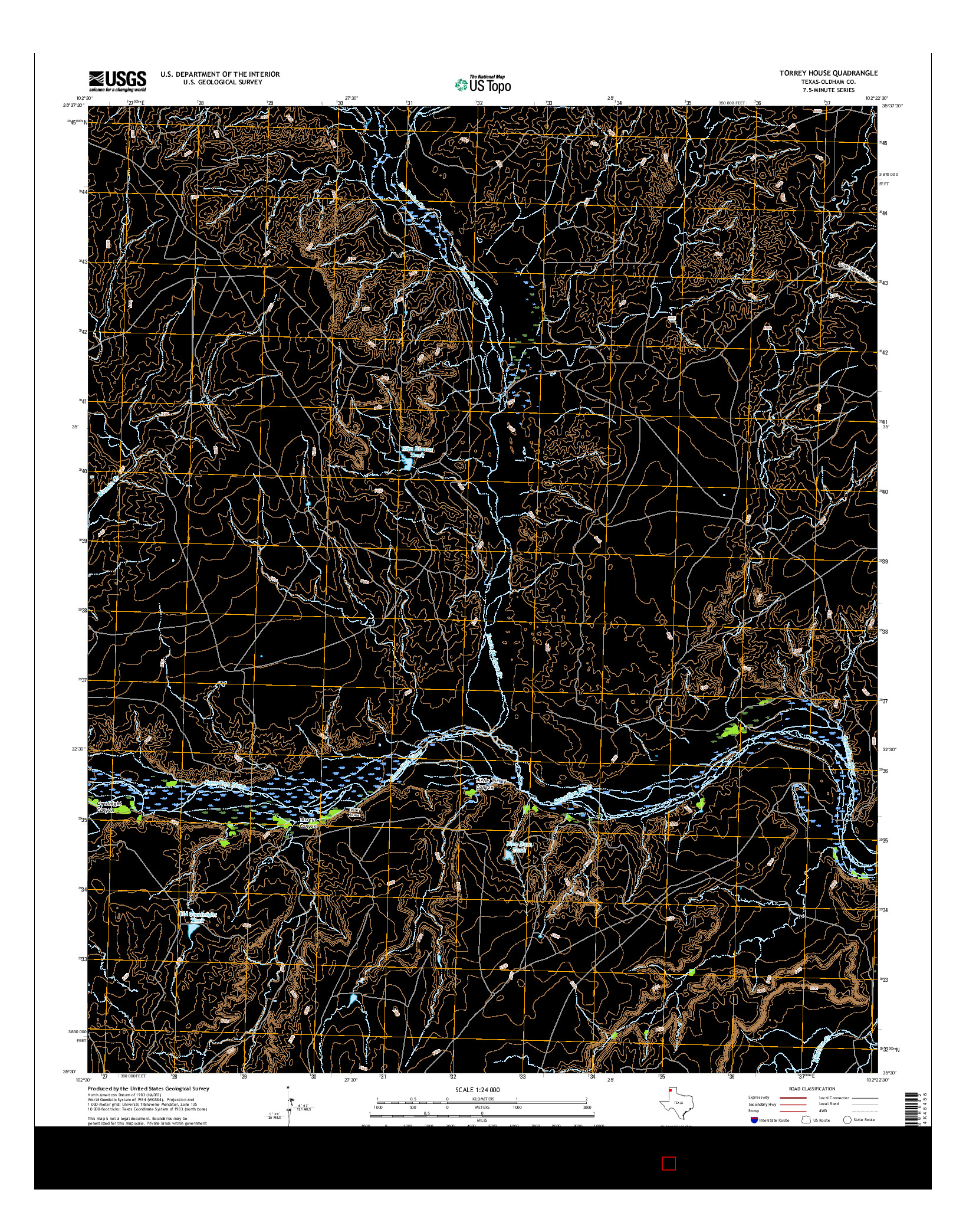 USGS US TOPO 7.5-MINUTE MAP FOR TORREY HOUSE, TX 2016