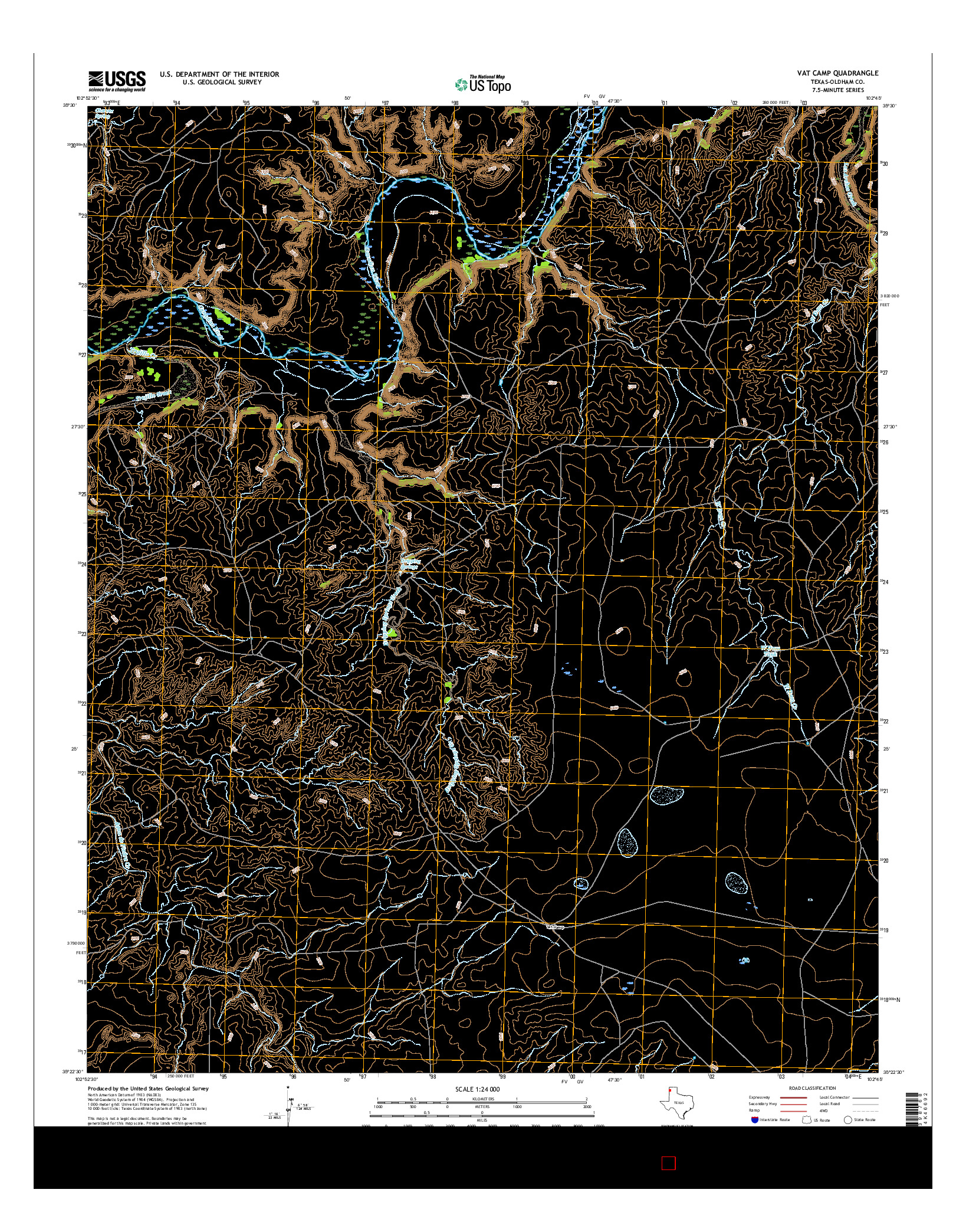 USGS US TOPO 7.5-MINUTE MAP FOR VAT CAMP, TX 2016