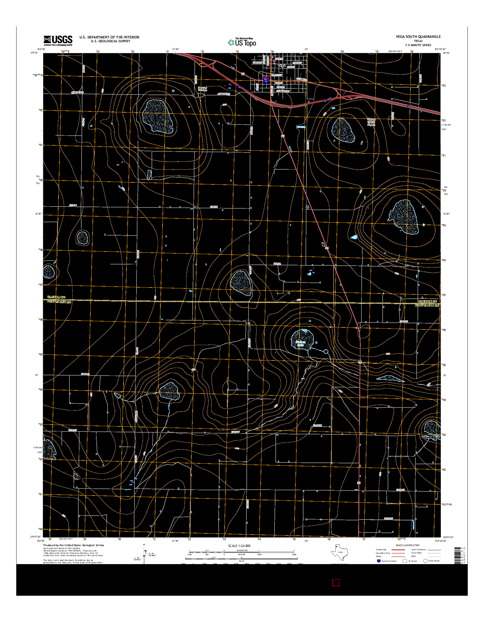 USGS US TOPO 7.5-MINUTE MAP FOR VEGA SOUTH, TX 2016