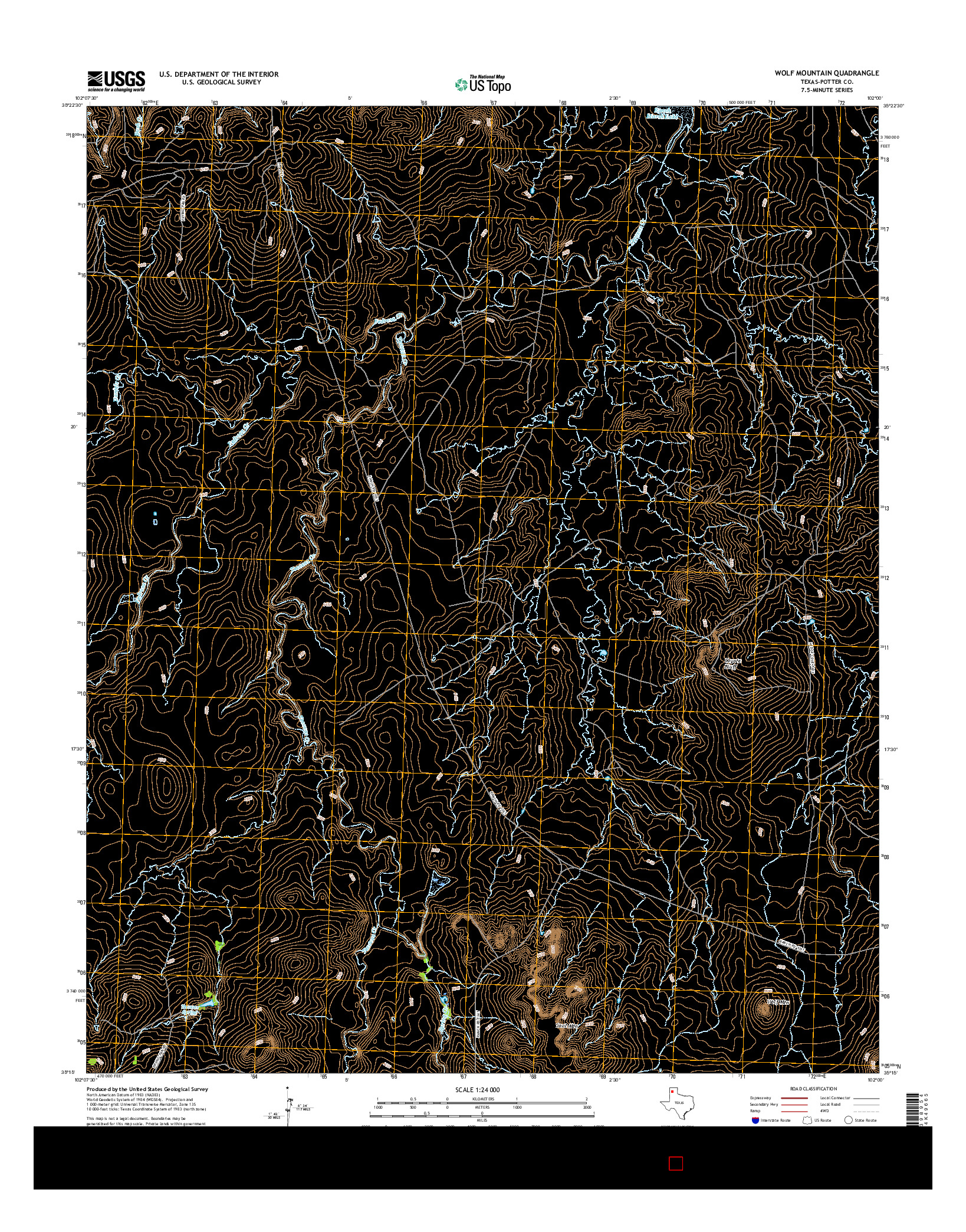 USGS US TOPO 7.5-MINUTE MAP FOR WOLF MOUNTAIN, TX 2016