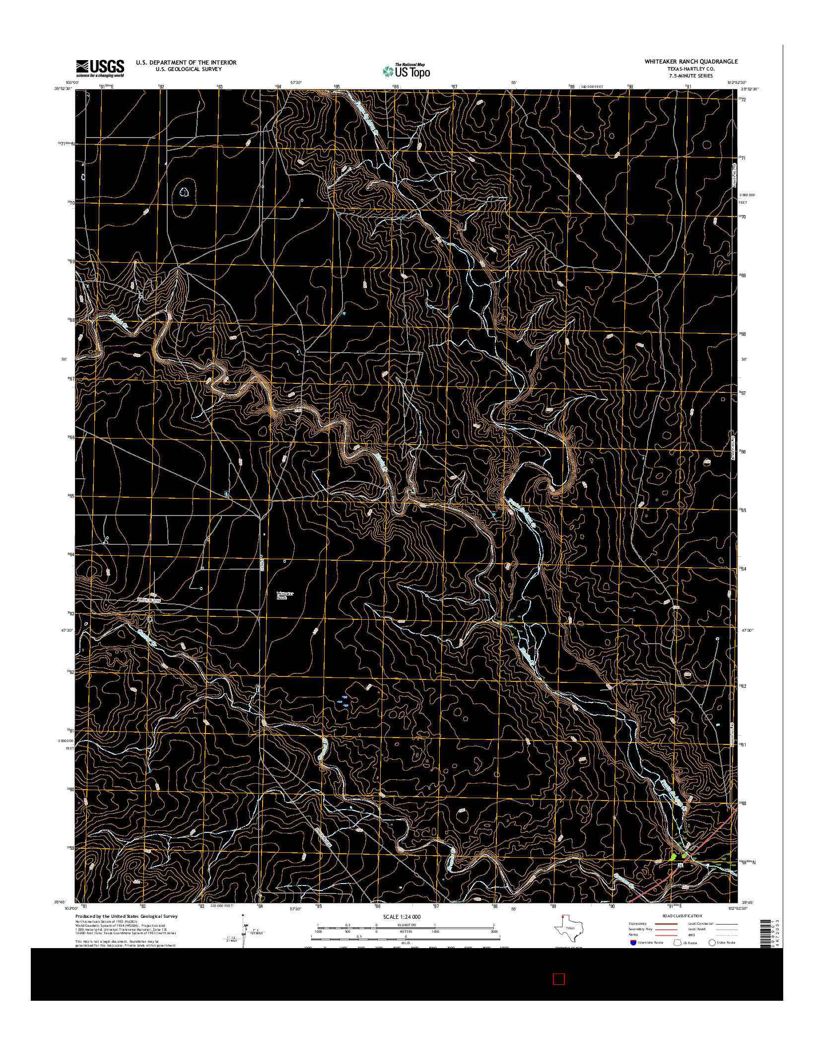 USGS US TOPO 7.5-MINUTE MAP FOR WHITEAKER RANCH, TX 2016