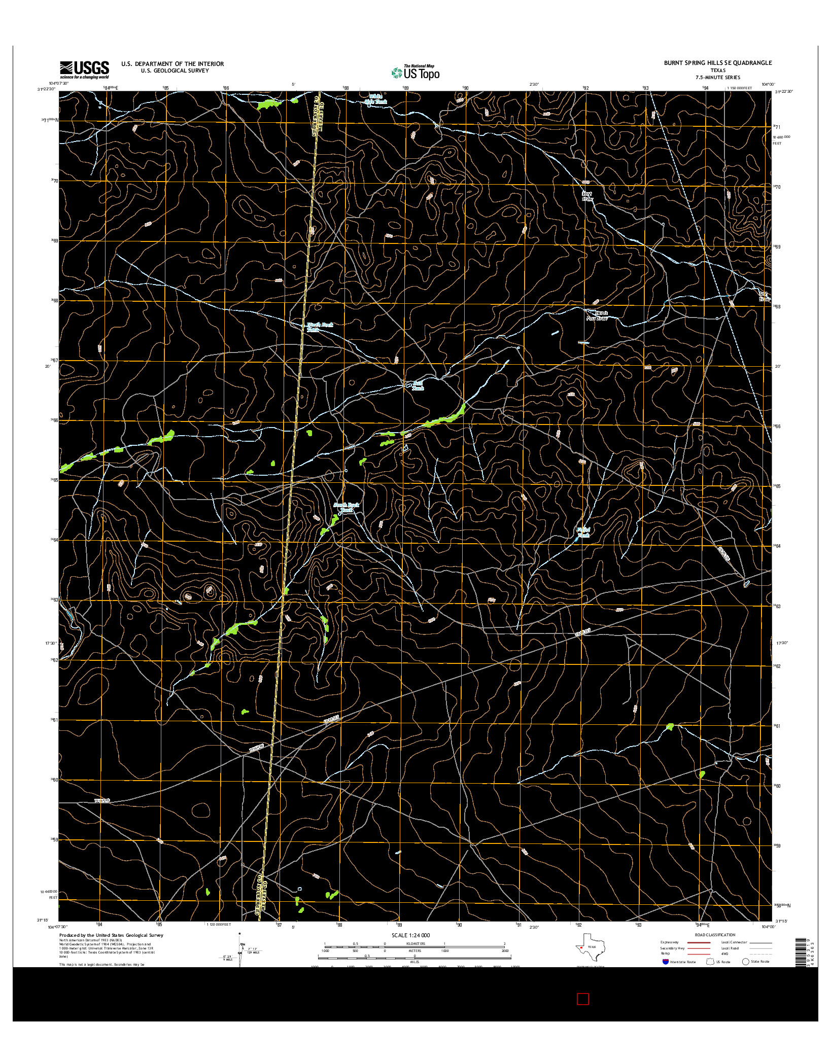 USGS US TOPO 7.5-MINUTE MAP FOR BURNT SPRING HILLS SE, TX 2016