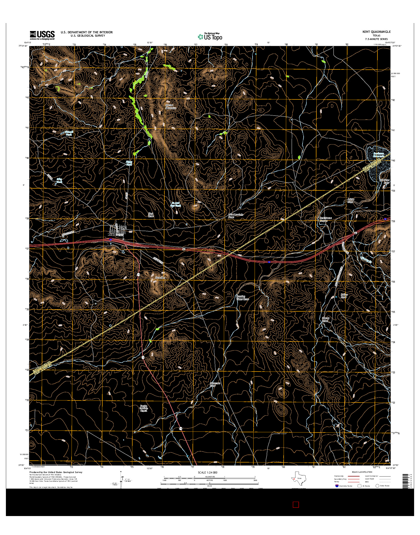 USGS US TOPO 7.5-MINUTE MAP FOR KENT, TX 2016