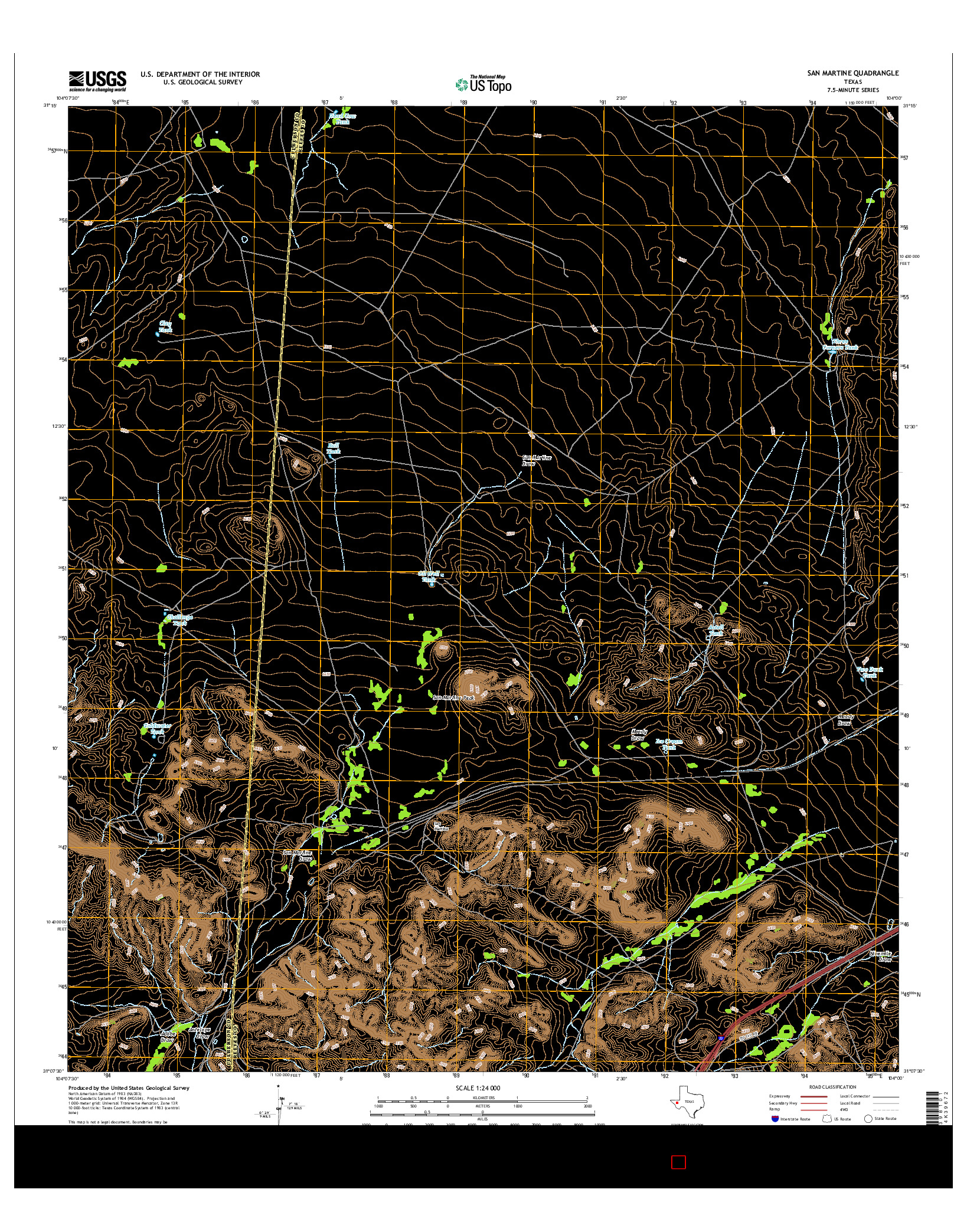 USGS US TOPO 7.5-MINUTE MAP FOR SAN MARTINE, TX 2016