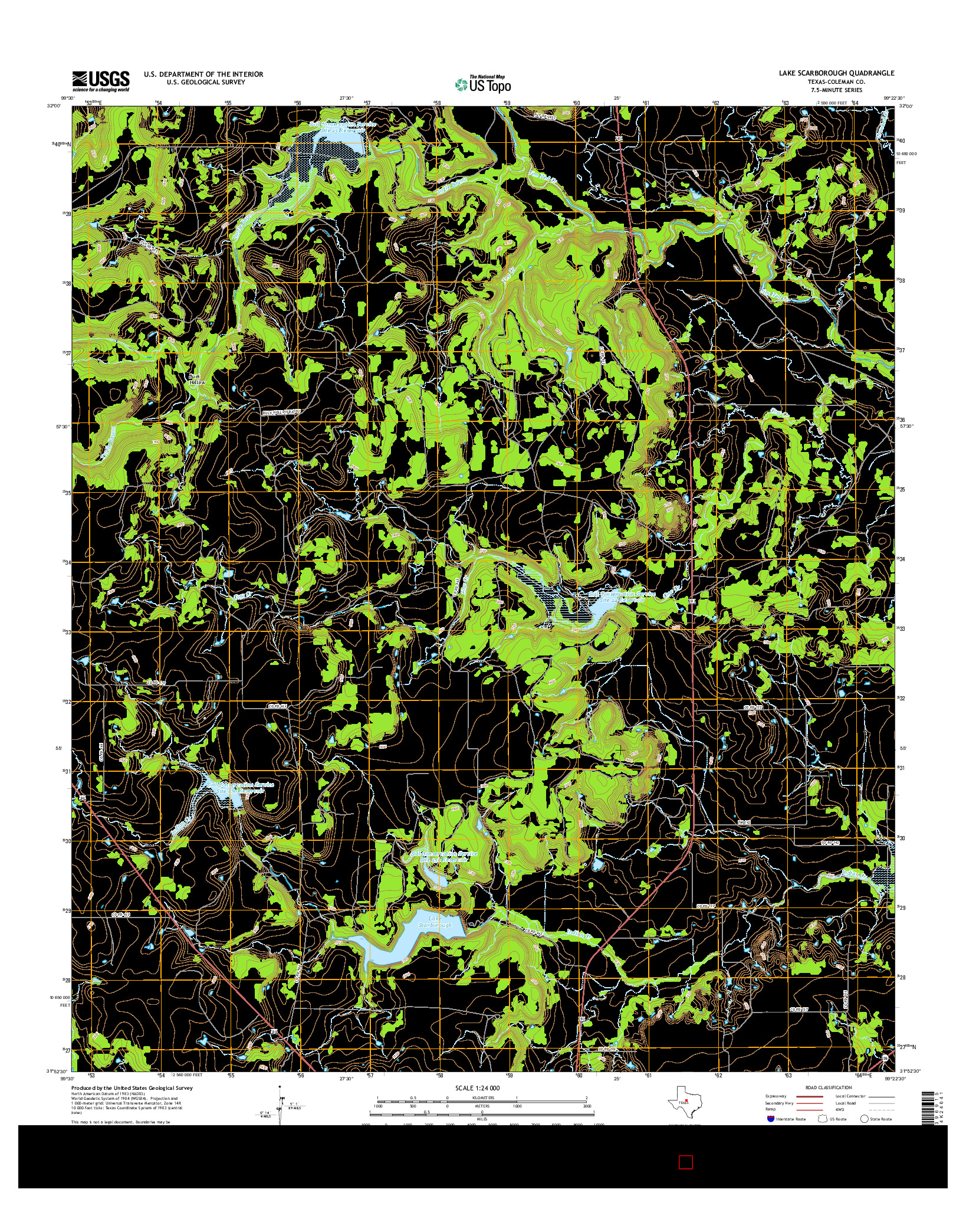 USGS US TOPO 7.5-MINUTE MAP FOR LAKE SCARBOROUGH, TX 2016