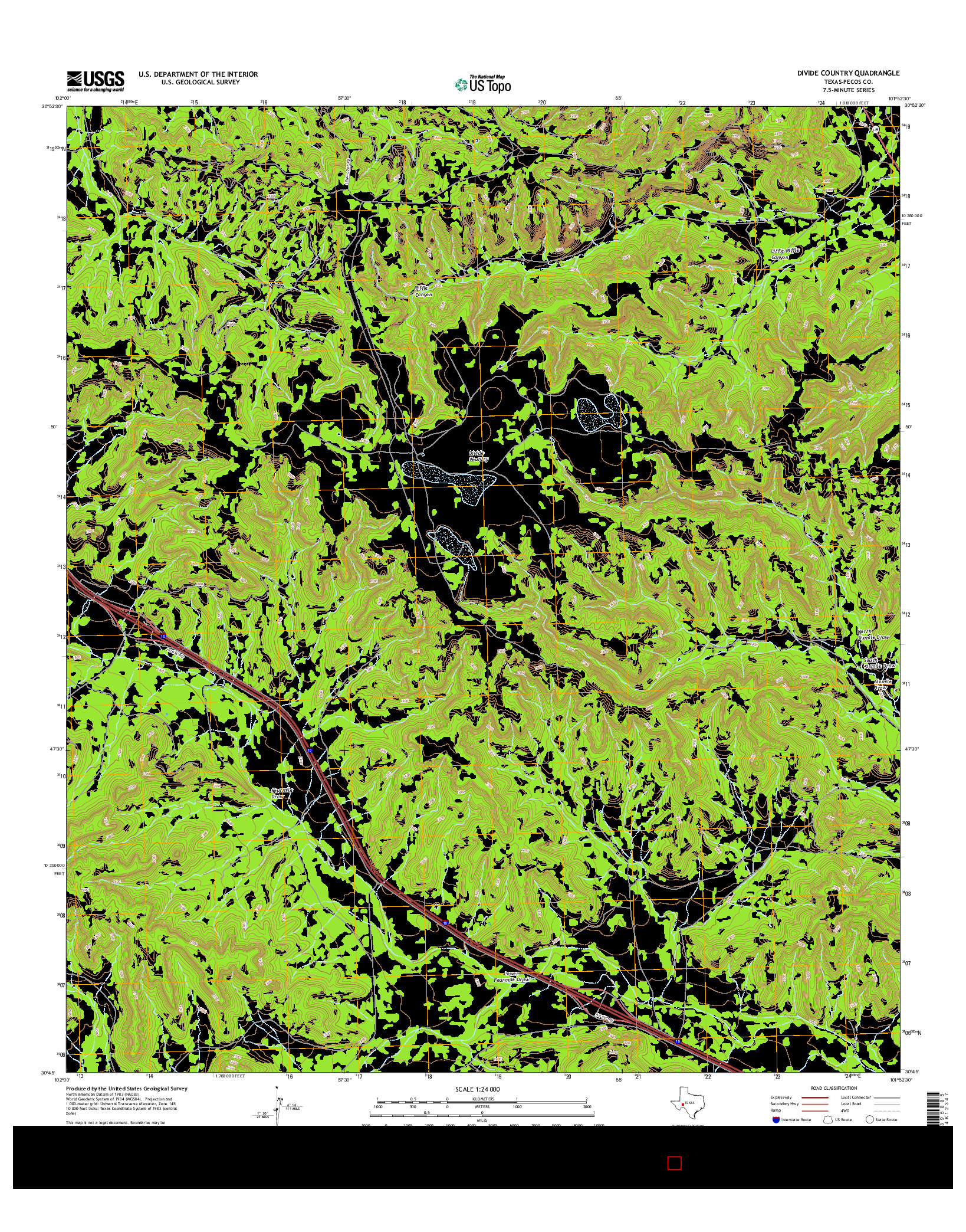 USGS US TOPO 7.5-MINUTE MAP FOR DIVIDE COUNTRY, TX 2016