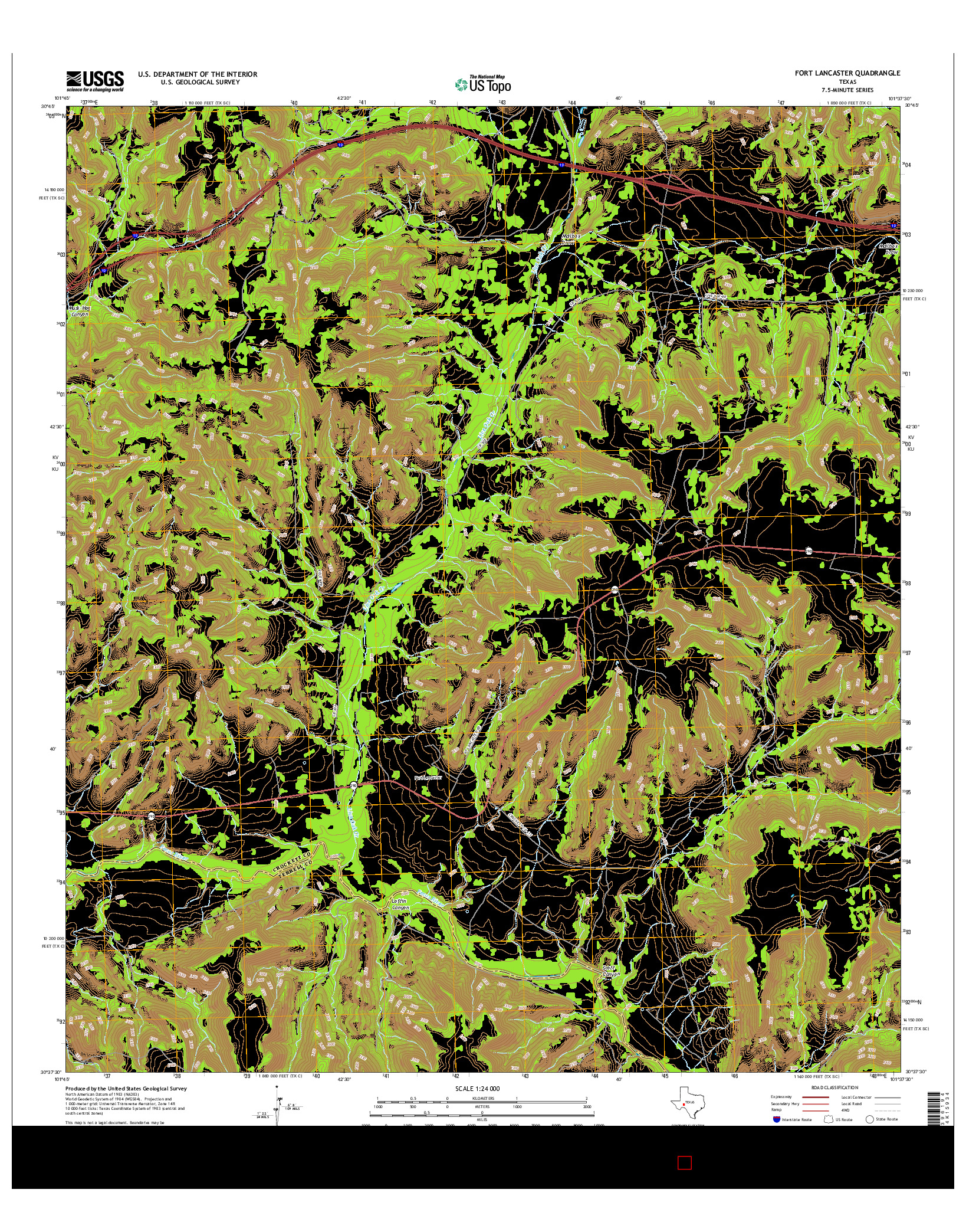 USGS US TOPO 7.5-MINUTE MAP FOR FORT LANCASTER, TX 2016