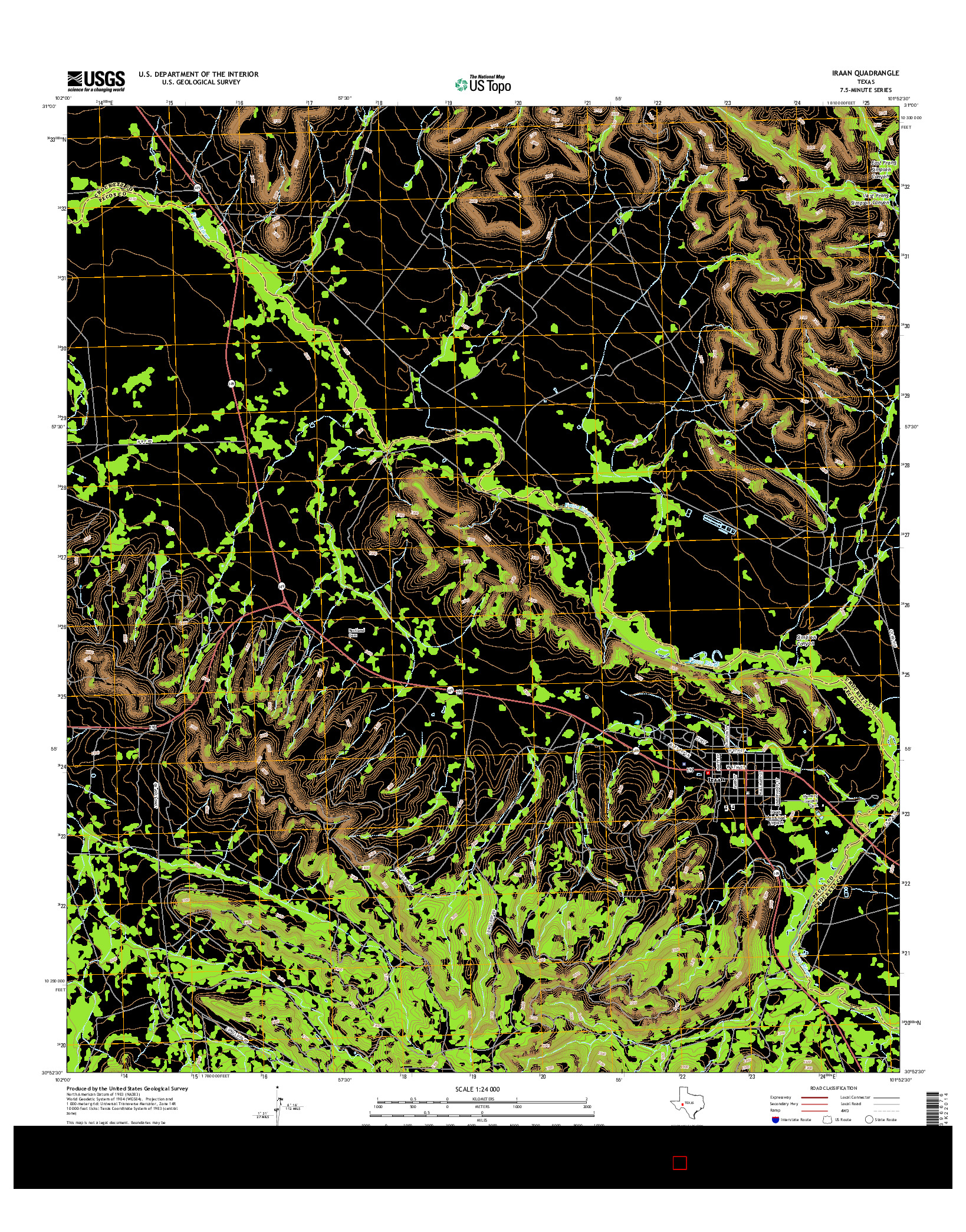 USGS US TOPO 7.5-MINUTE MAP FOR IRAAN, TX 2016