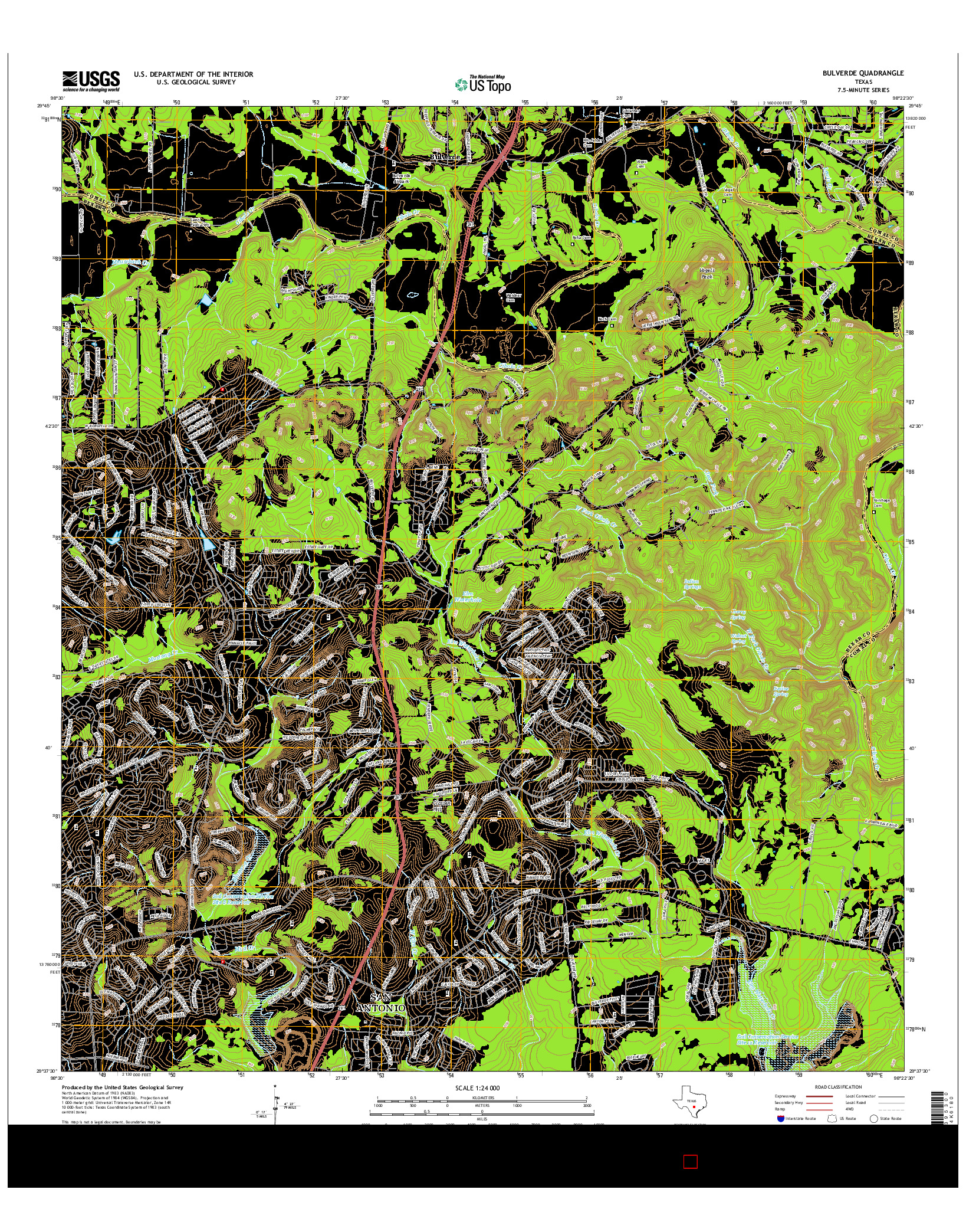 USGS US TOPO 7.5-MINUTE MAP FOR BULVERDE, TX 2016