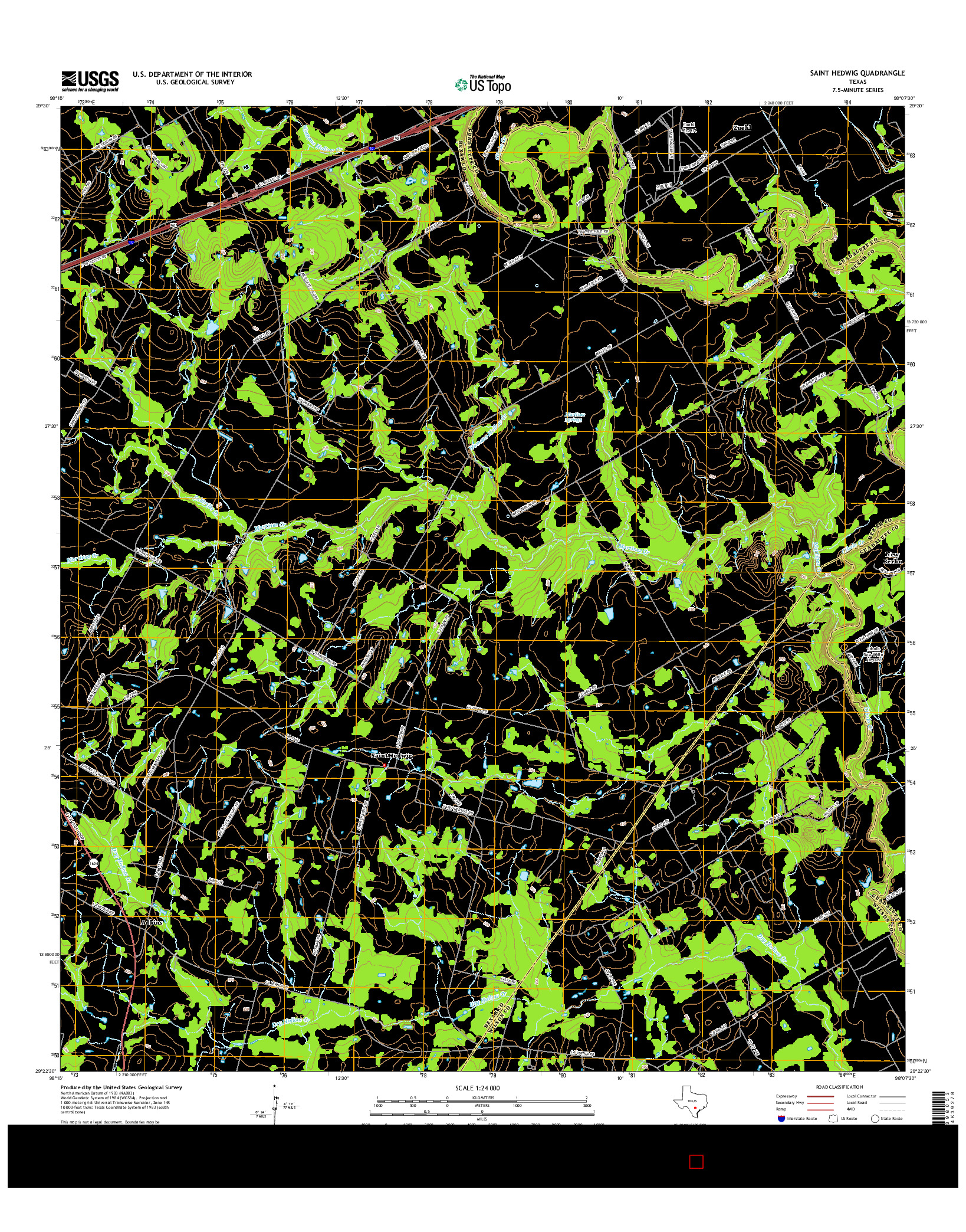 USGS US TOPO 7.5-MINUTE MAP FOR SAINT HEDWIG, TX 2016