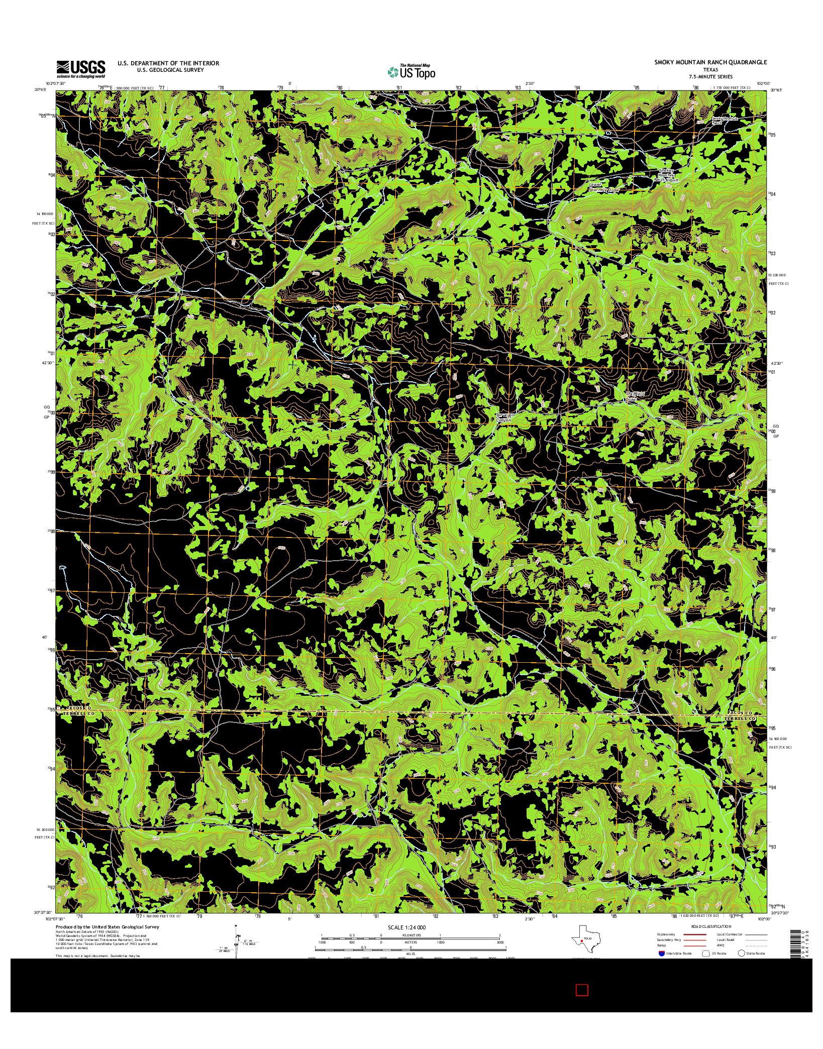 USGS US TOPO 7.5-MINUTE MAP FOR SMOKY MOUNTAIN RANCH, TX 2016