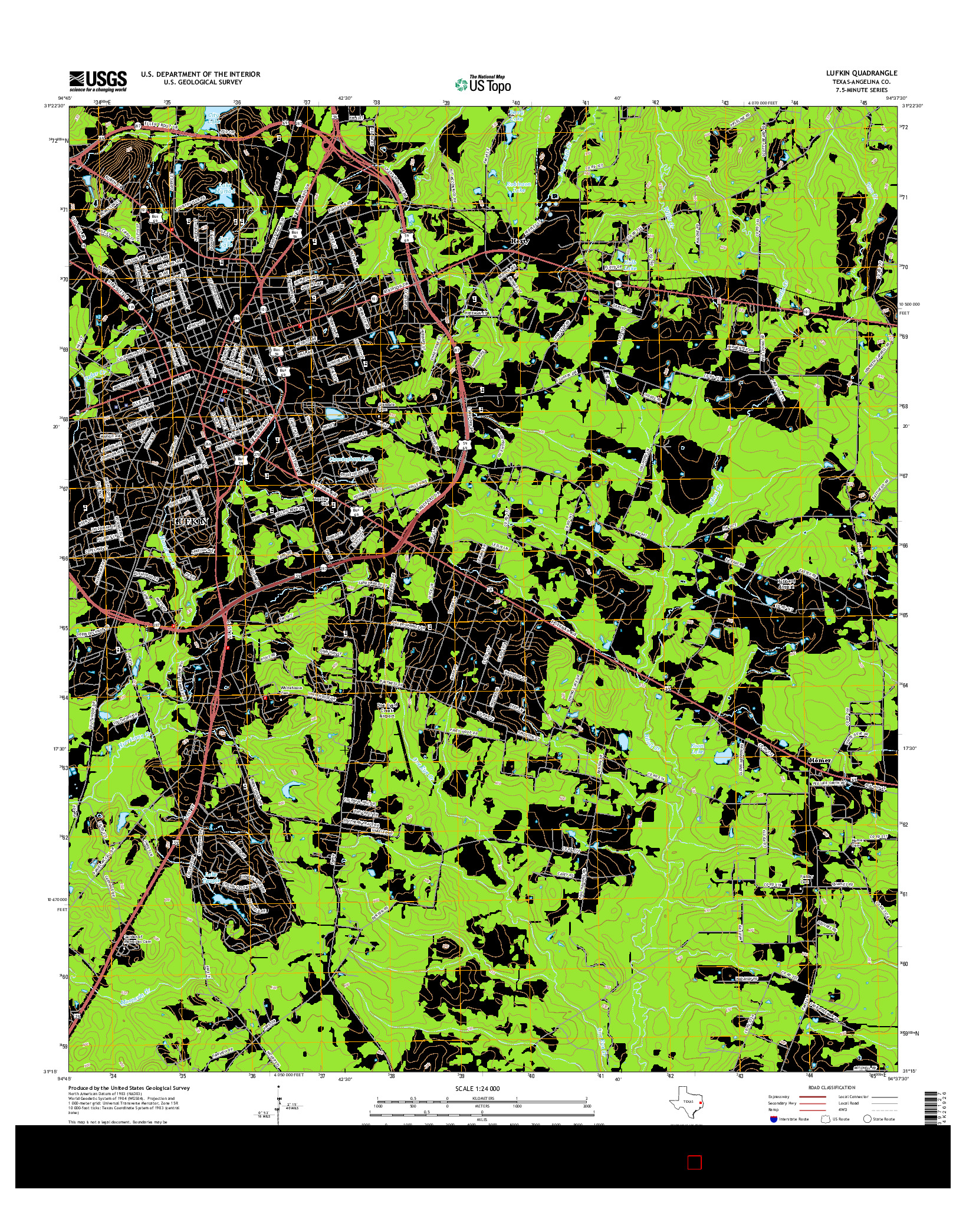 USGS US TOPO 7.5-MINUTE MAP FOR LUFKIN, TX 2016