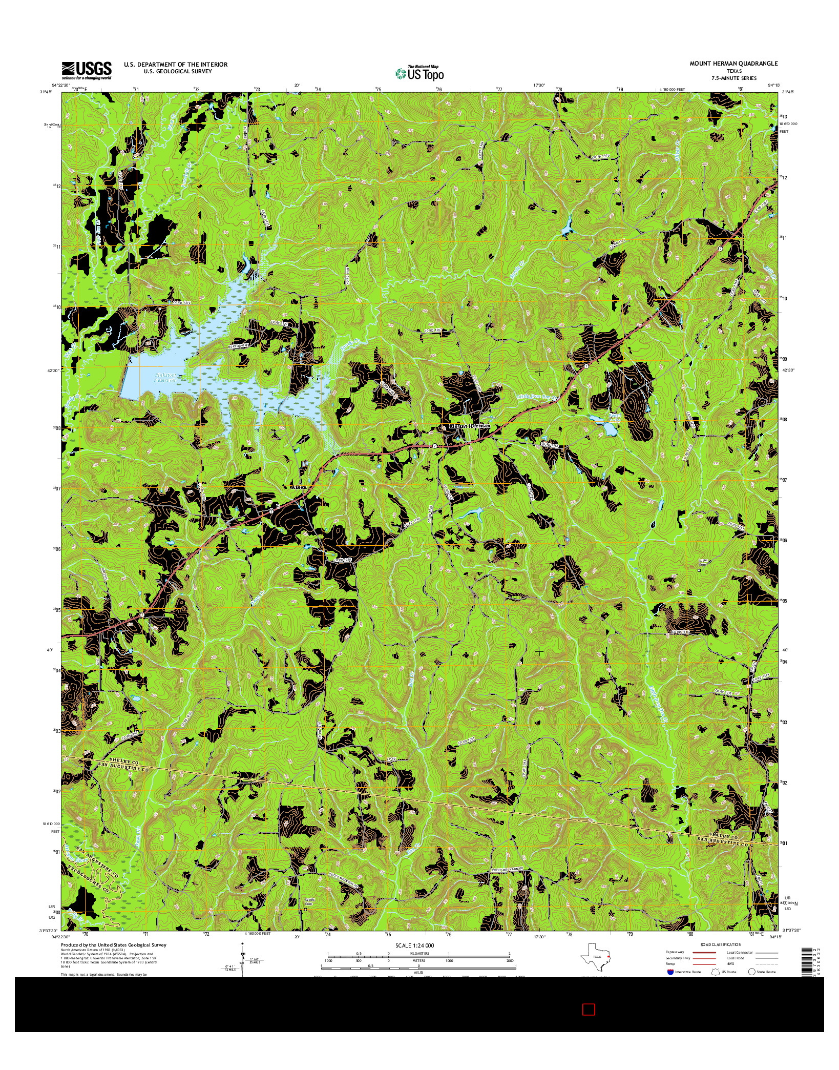 USGS US TOPO 7.5-MINUTE MAP FOR MOUNT HERMAN, TX 2016