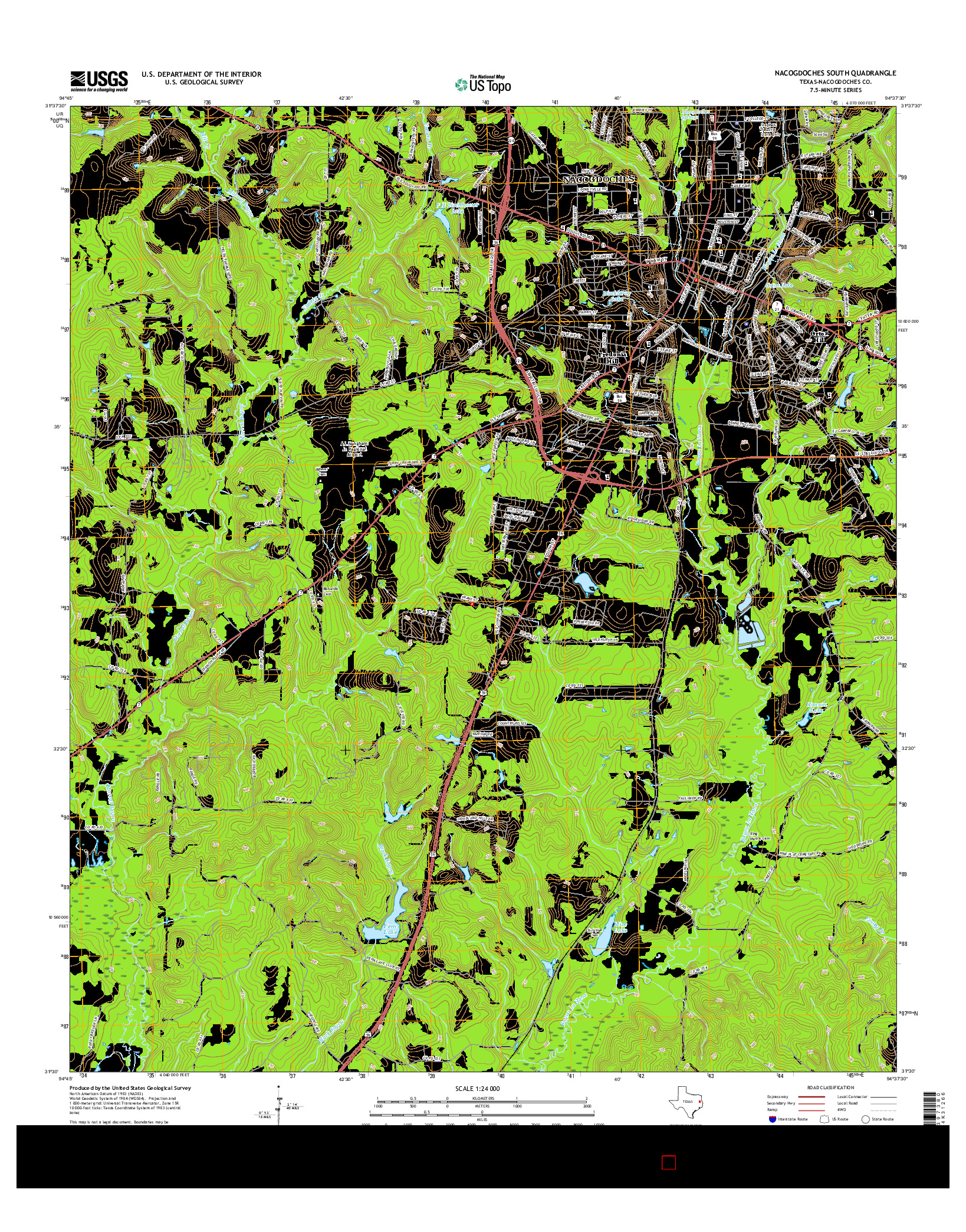 USGS US TOPO 7.5-MINUTE MAP FOR NACOGDOCHES SOUTH, TX 2016