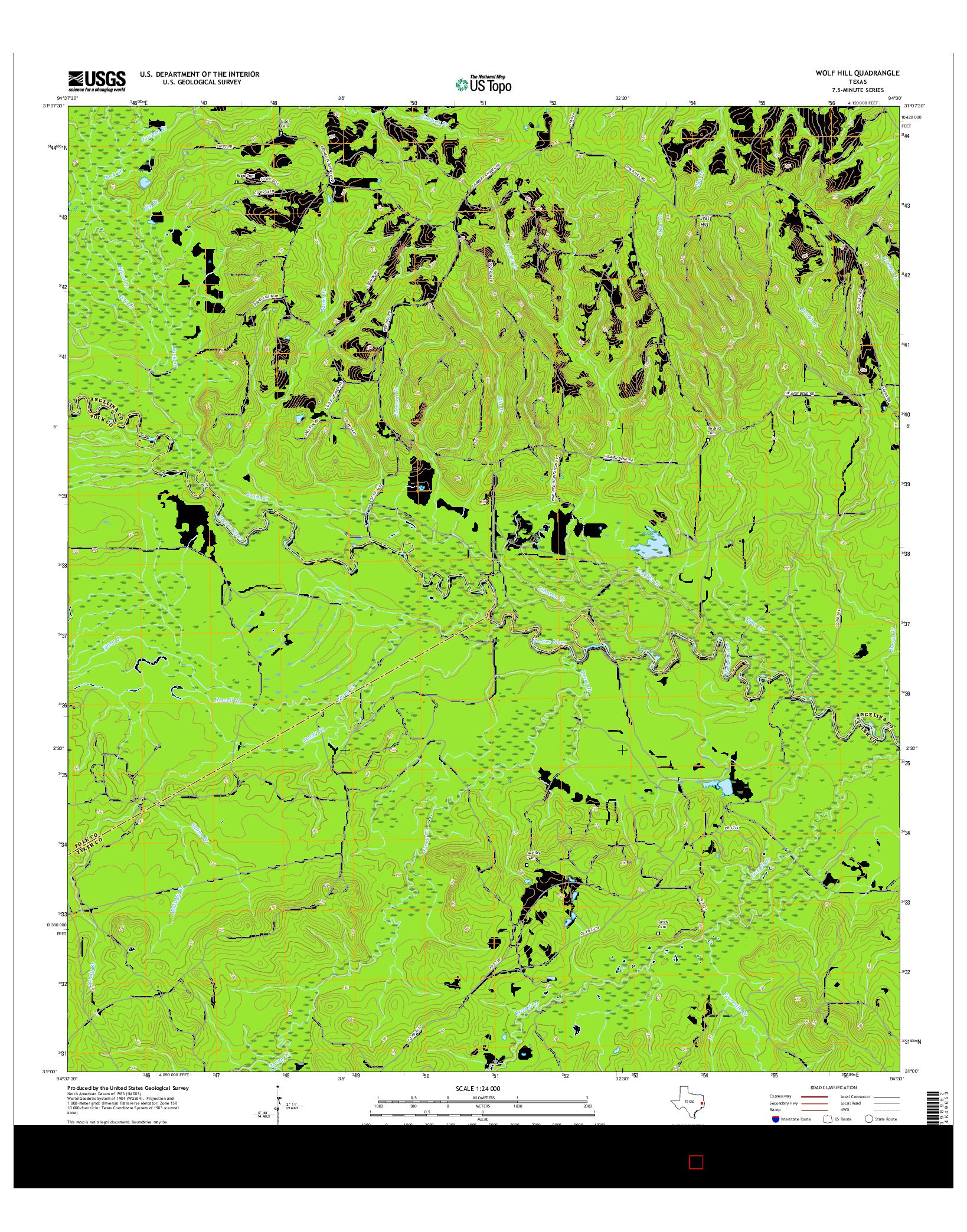 USGS US TOPO 7.5-MINUTE MAP FOR WOLF HILL, TX 2016
